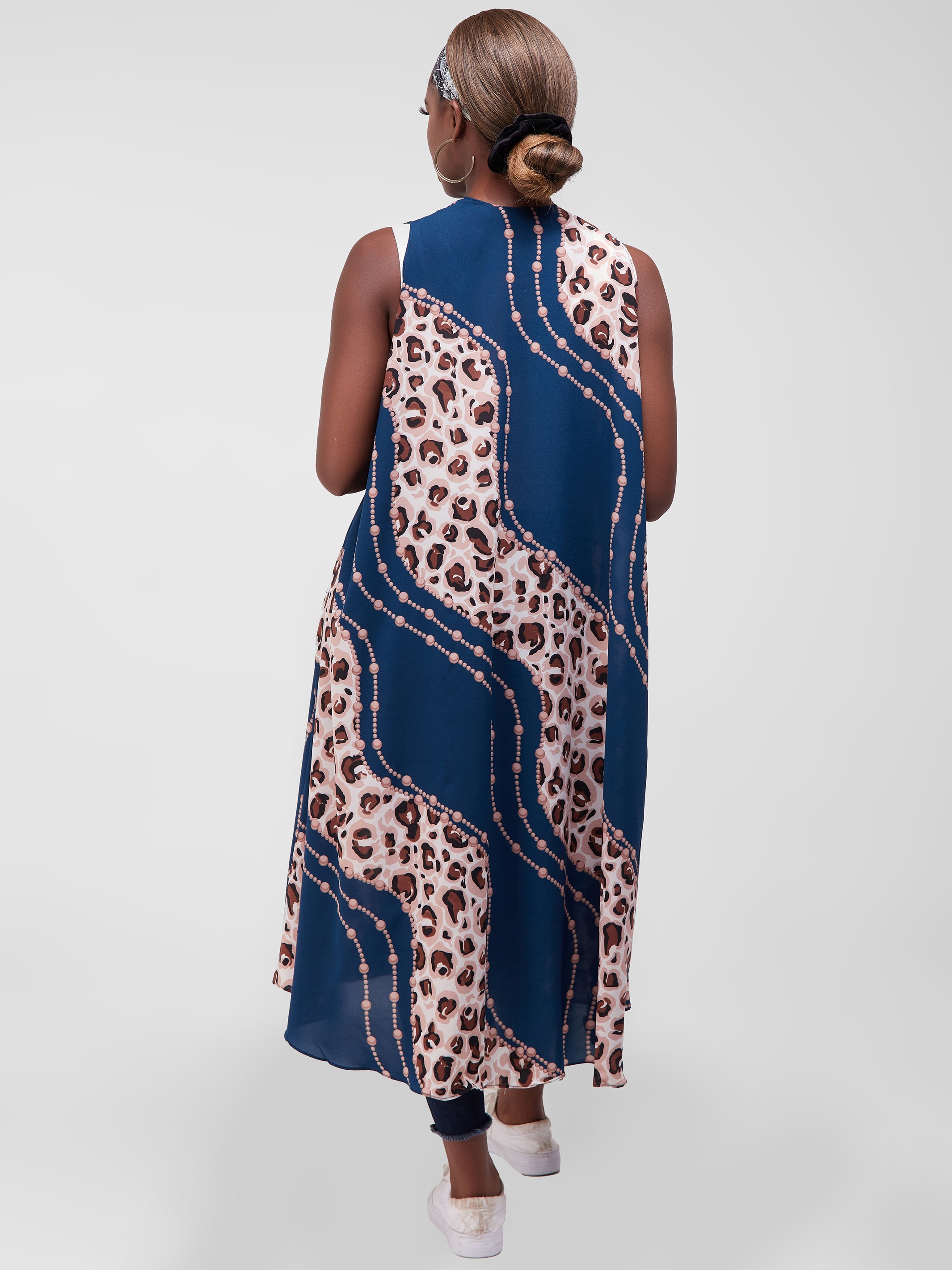 Safari Maisha Sleeveless Tent Cover-Up - Teal / Brown Print