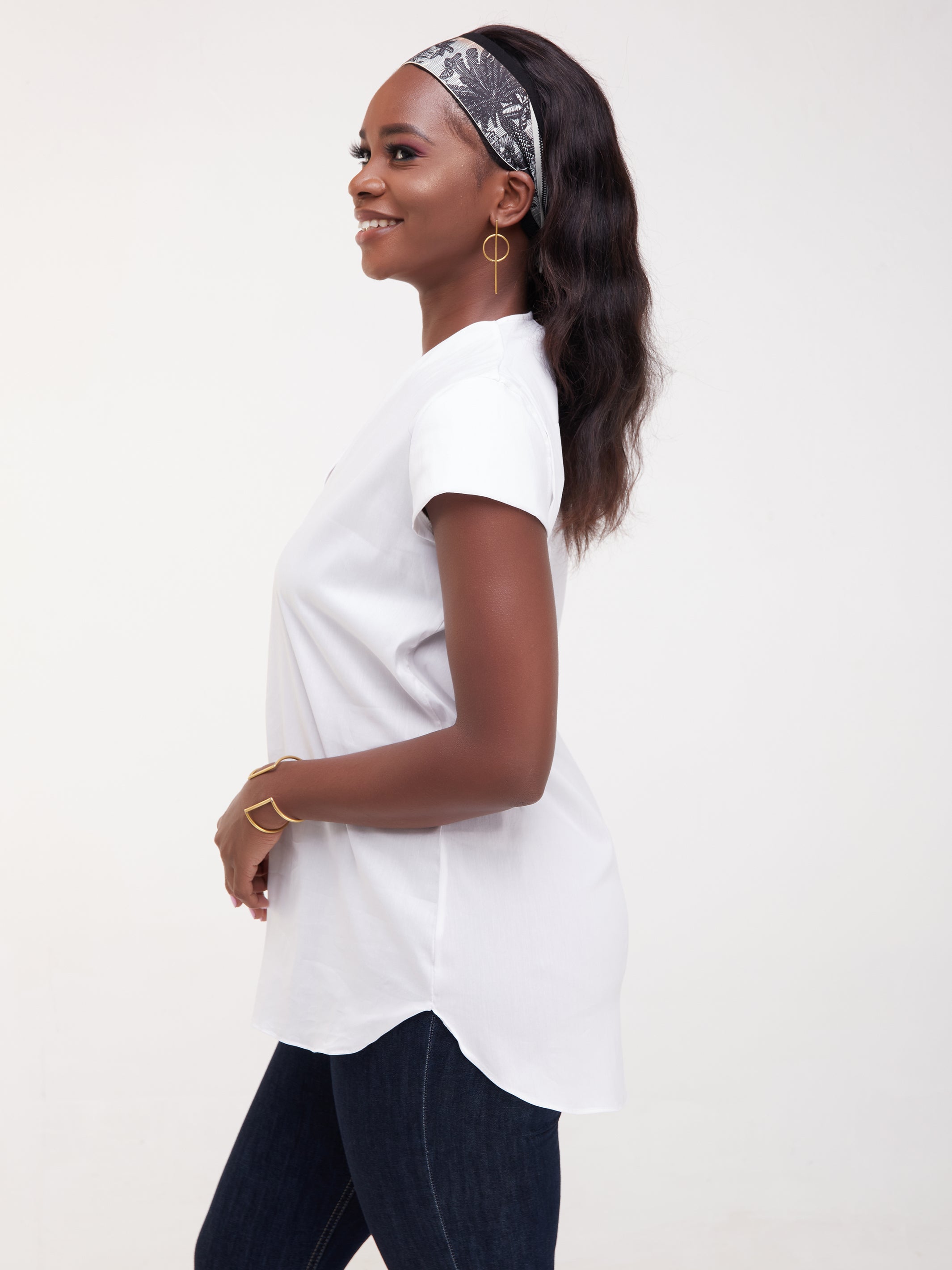 Safari Huru Cap Sleeved Top - White