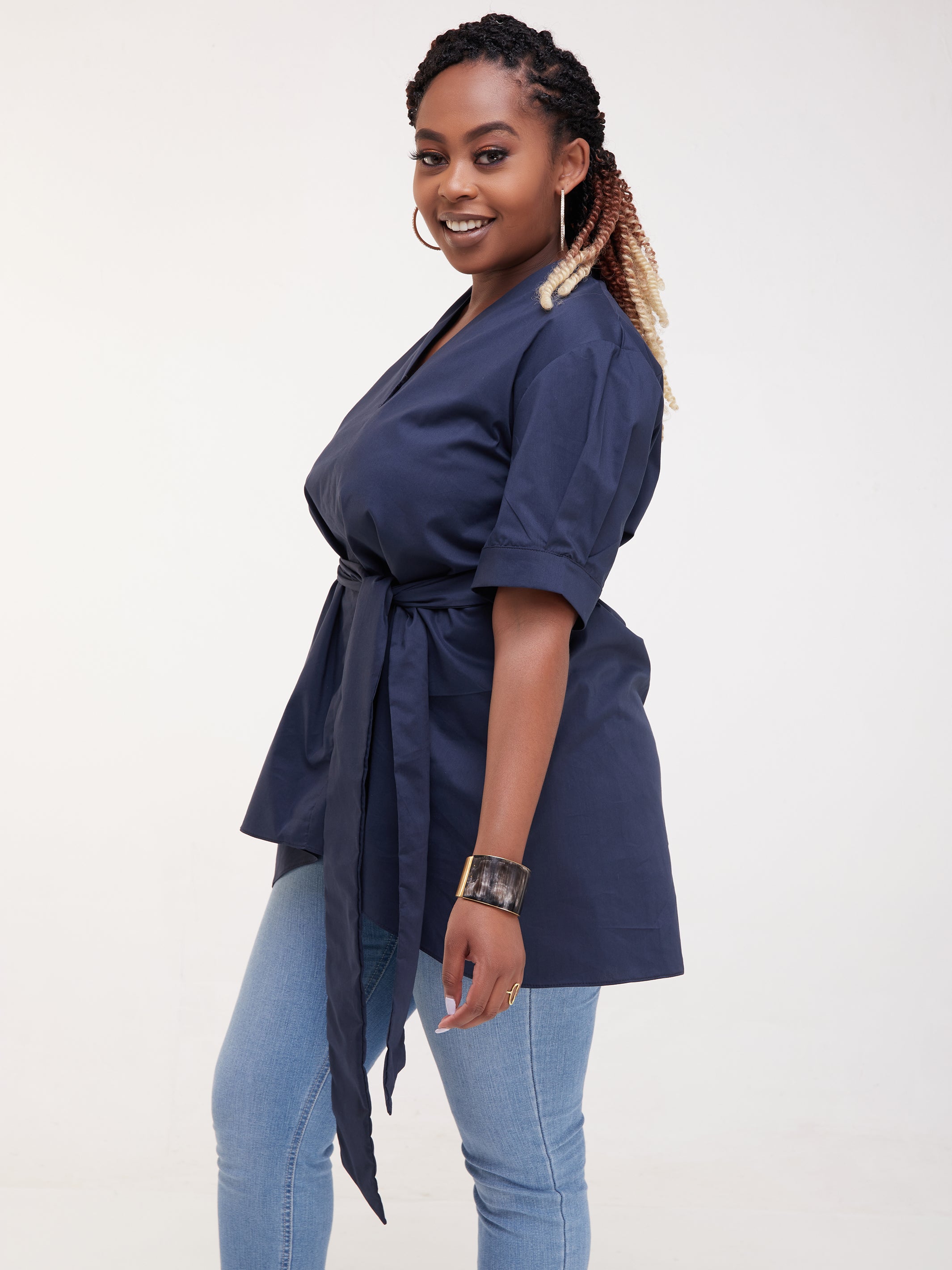 Safari Huru High-Low Top - Navy Blue