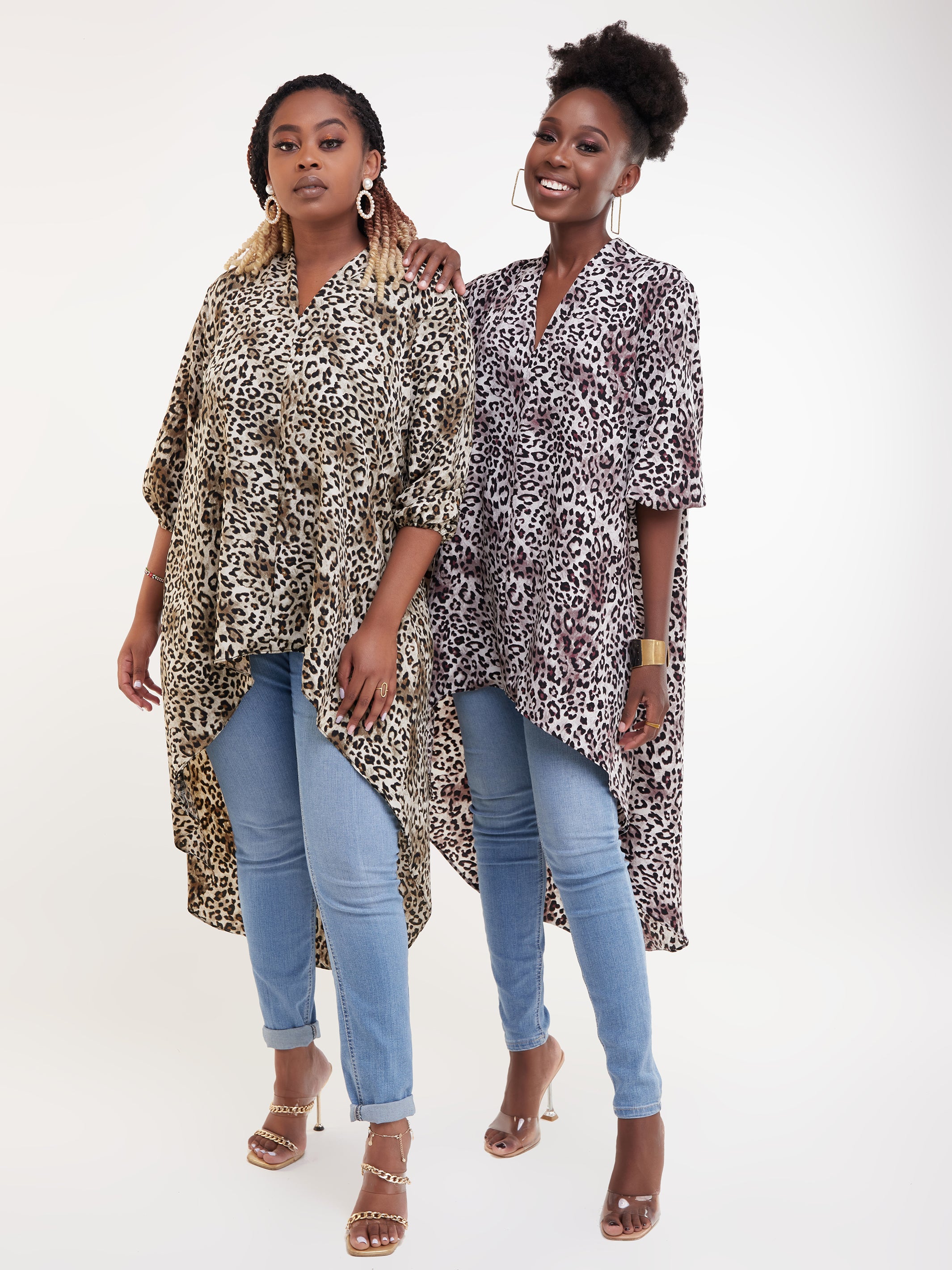 Safari Dua High Low Top - Burgundy Animal Print