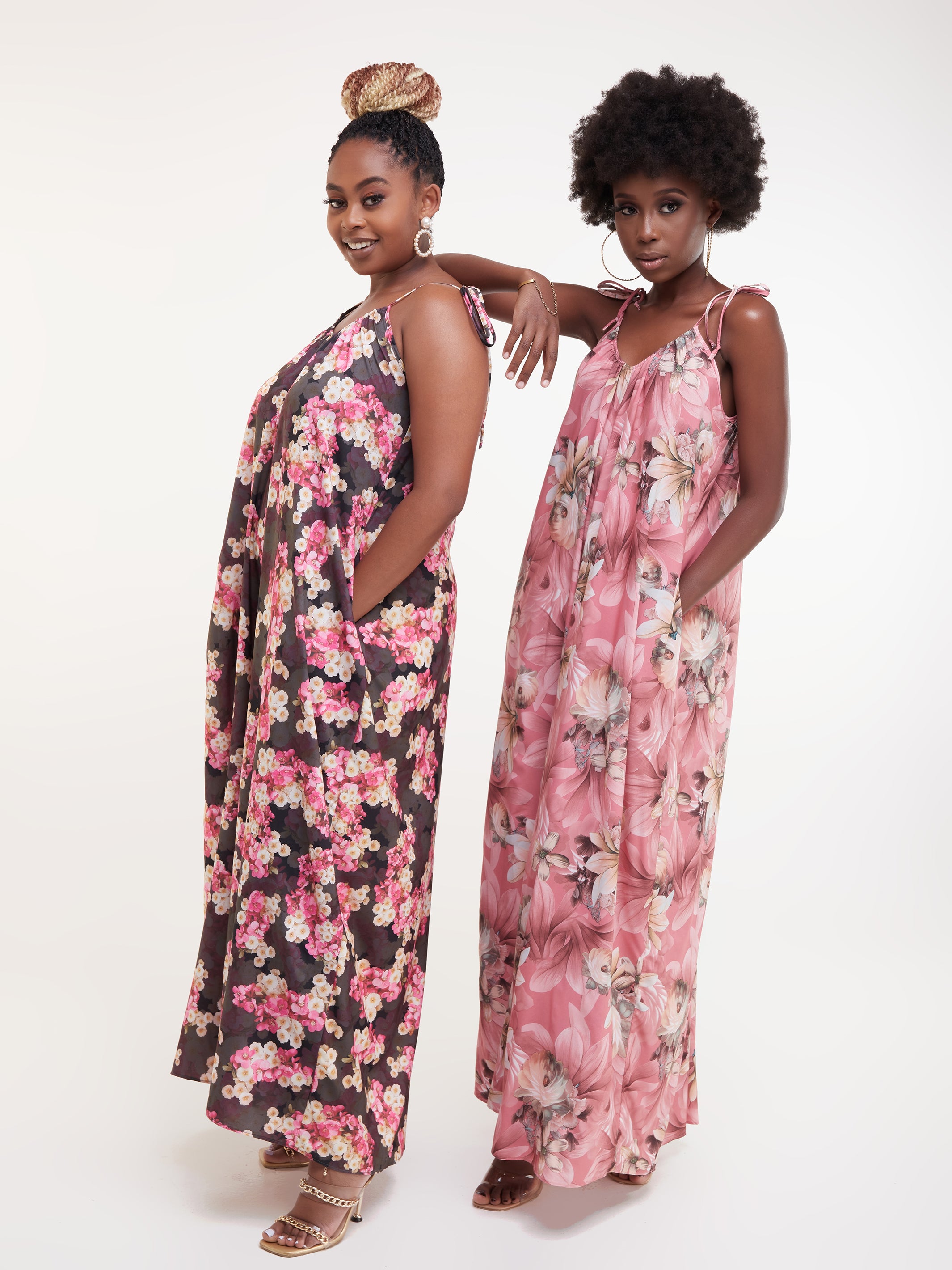 Vivo Diani Strappy Jumpsuit - Cream / Pink Print