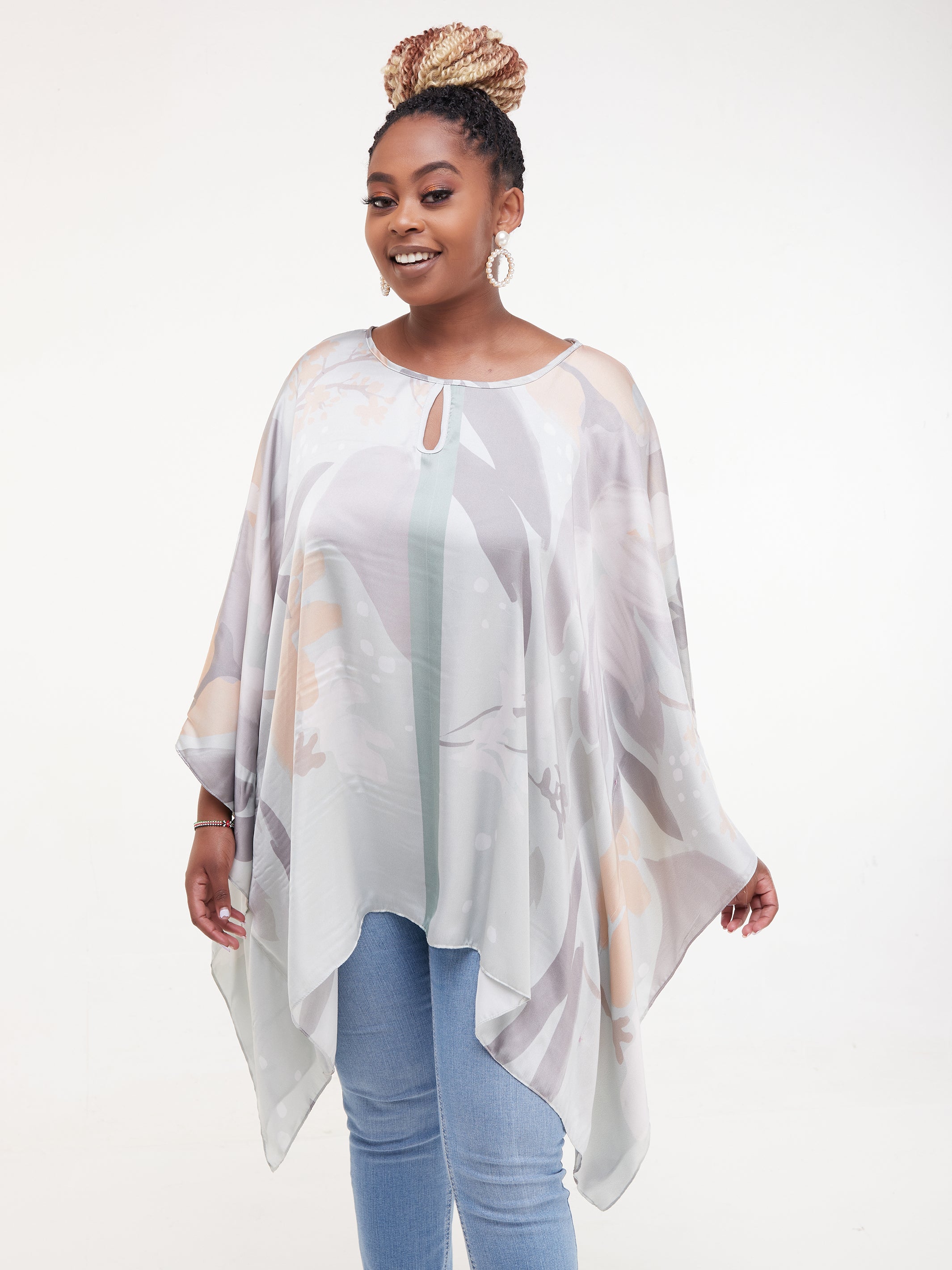Vivo Sierra Tunic Kaftan Top - Light Green Print