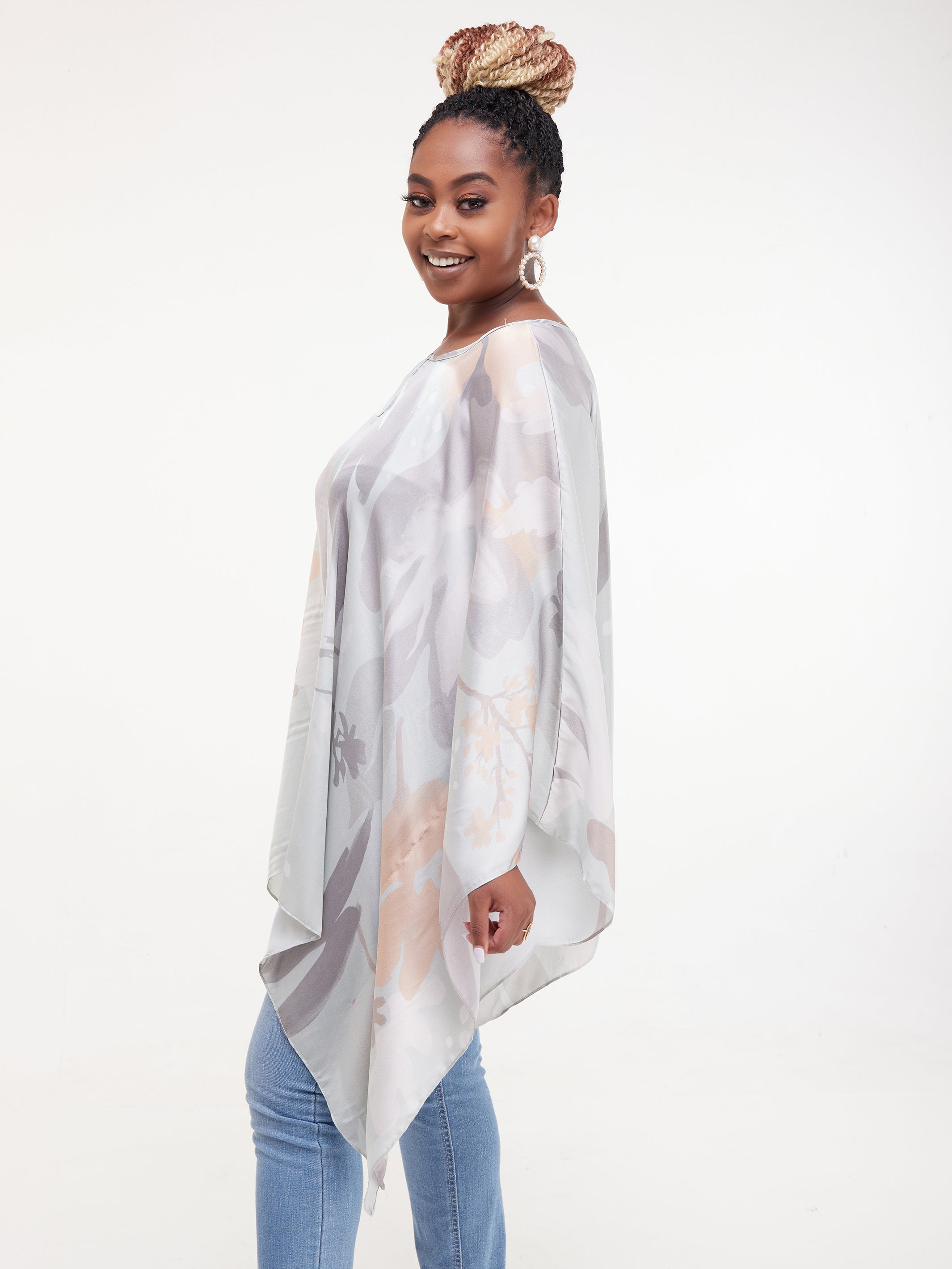 Vivo Sierra Tunic Kaftan Top - Light Green Print