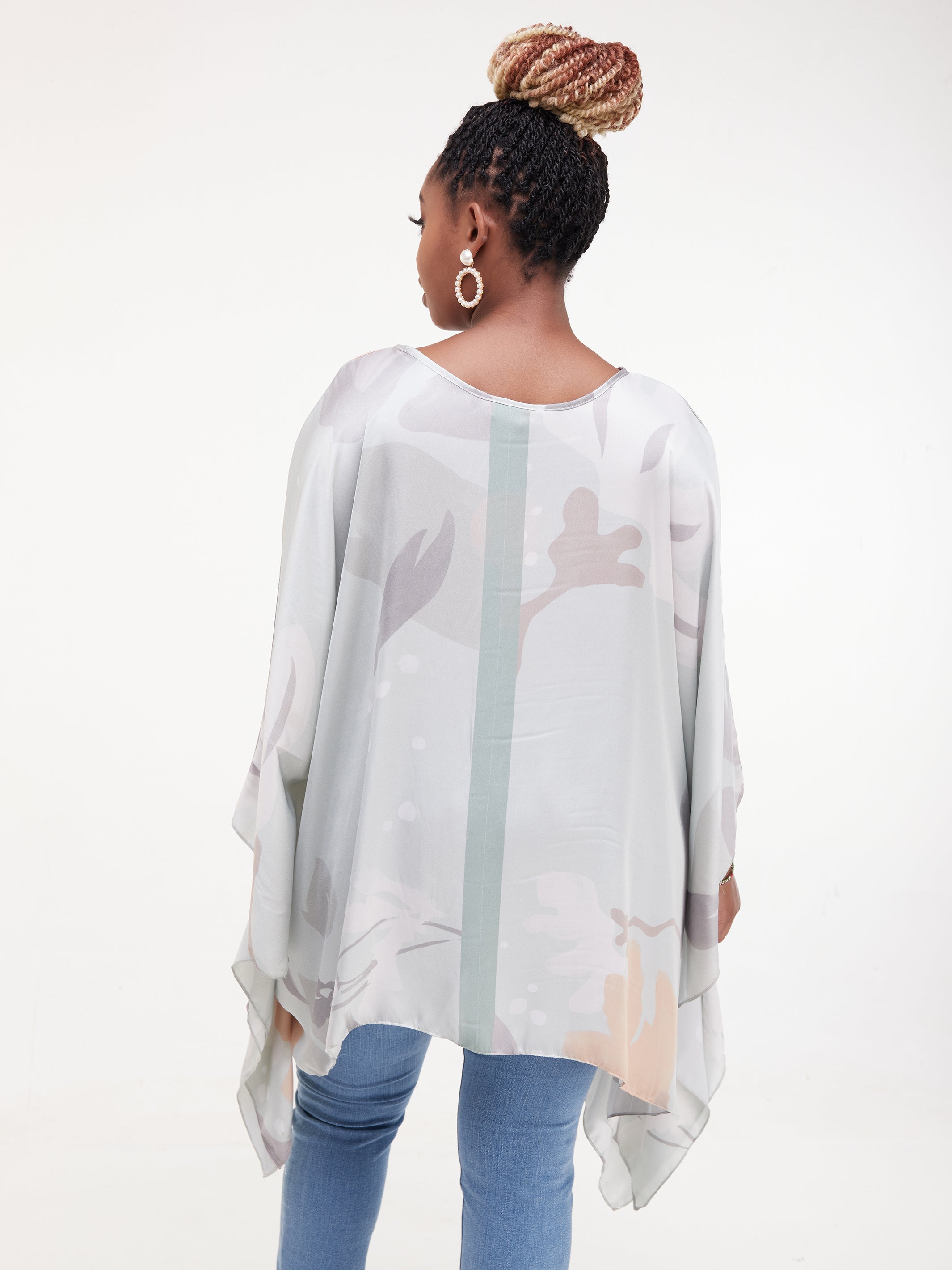 Vivo Sierra Tunic Kaftan Top - Light Green Print