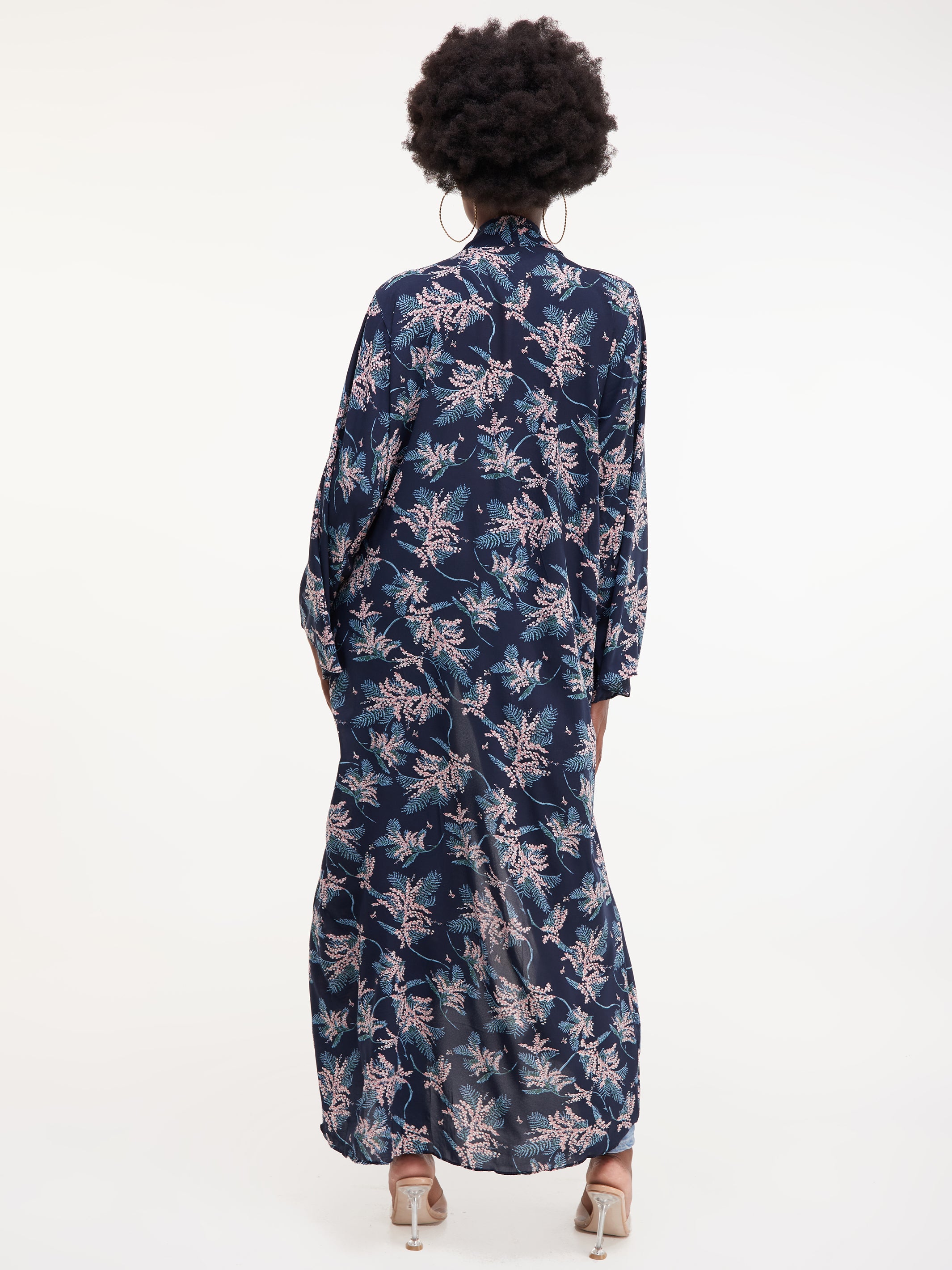 Safari Maisha Long Sleeved Kimono - Navy Floral Print