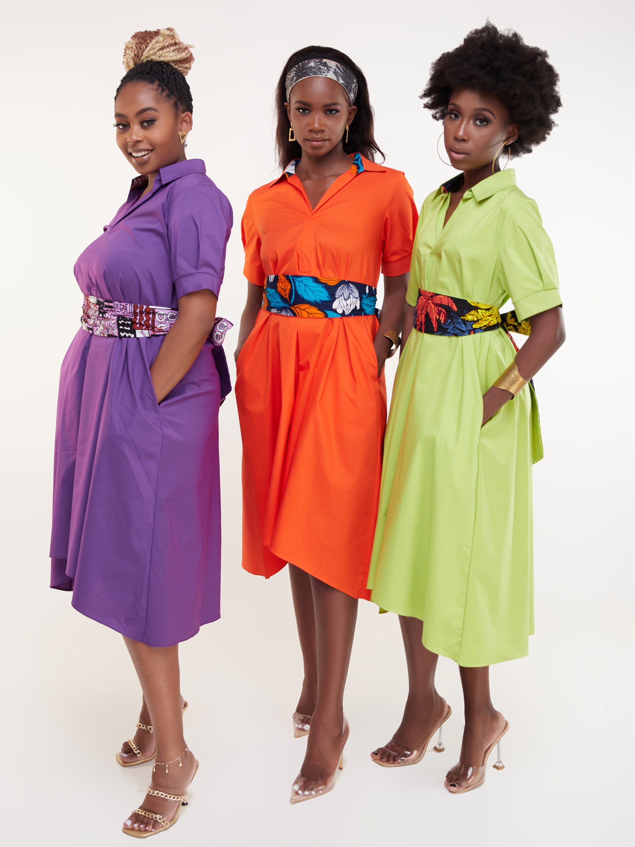 Safari Huru Short Sleeved Midi A-Line Dress - Lime Green