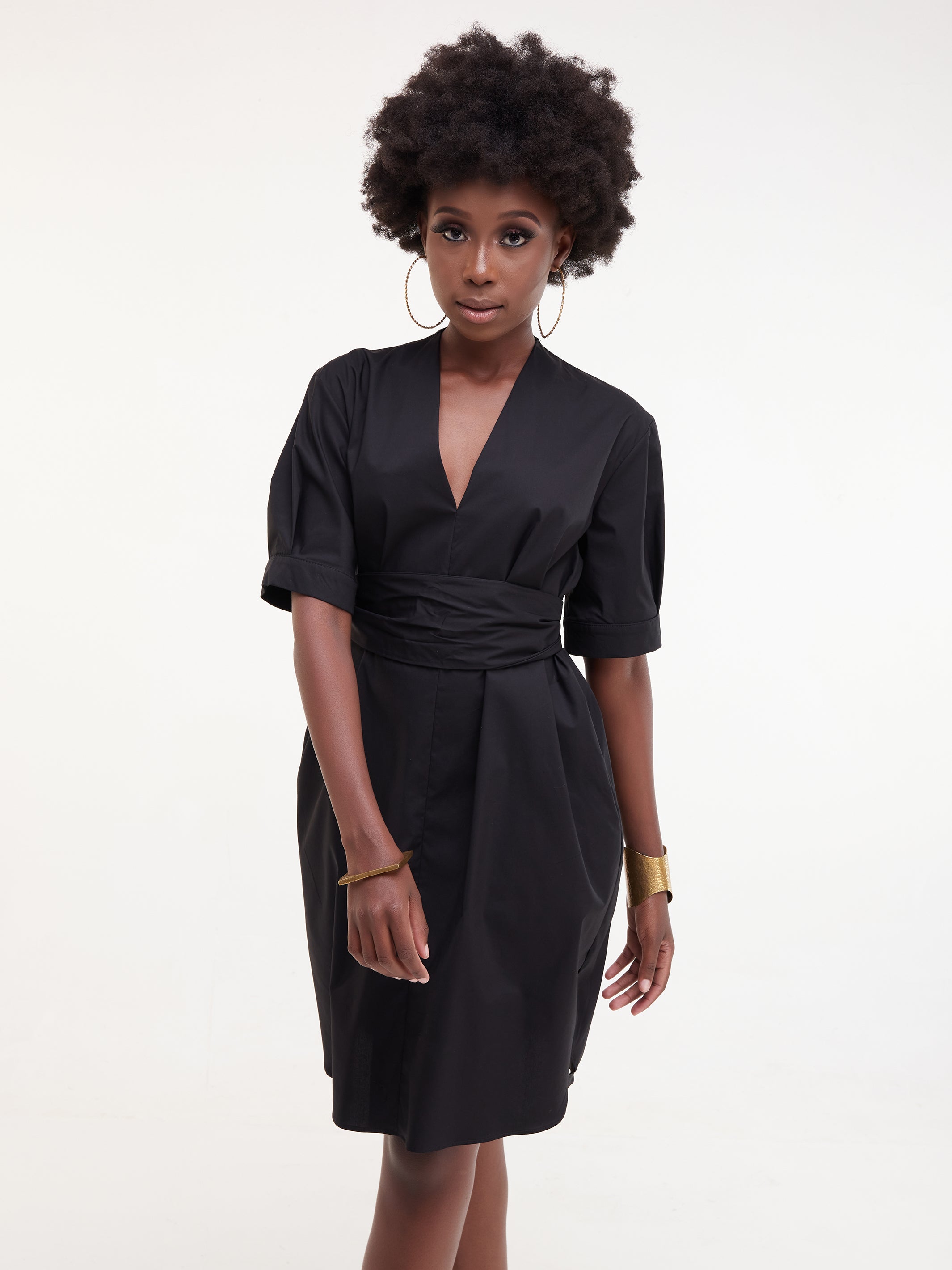 Safari Huru Short Sleeved Shirt Dress - Black