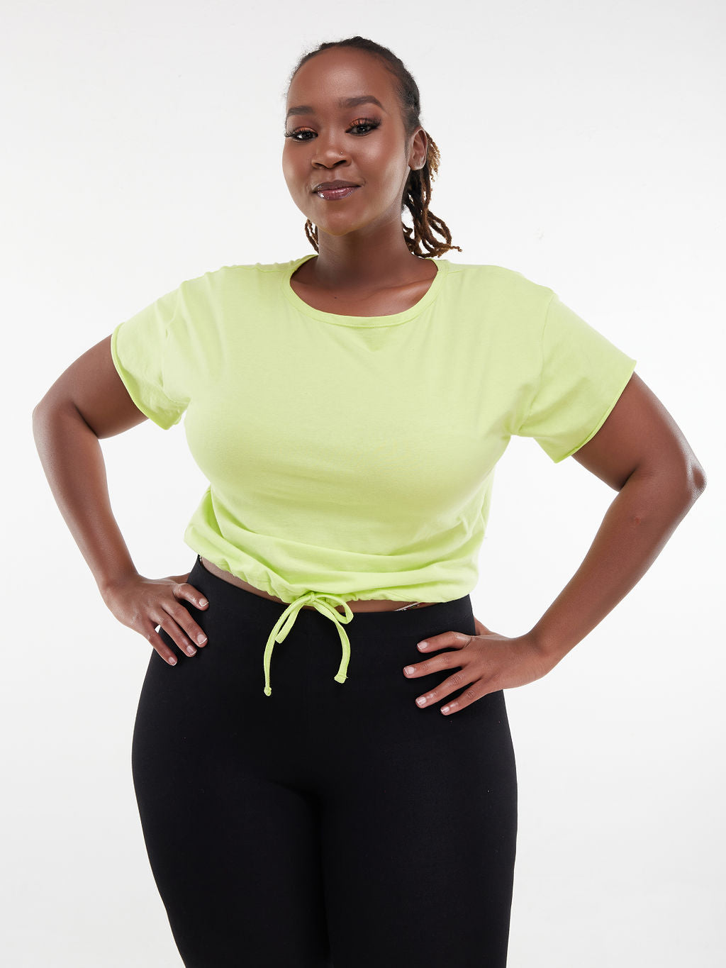 Zoya Chill Drawstring Crop Top - Lime Green