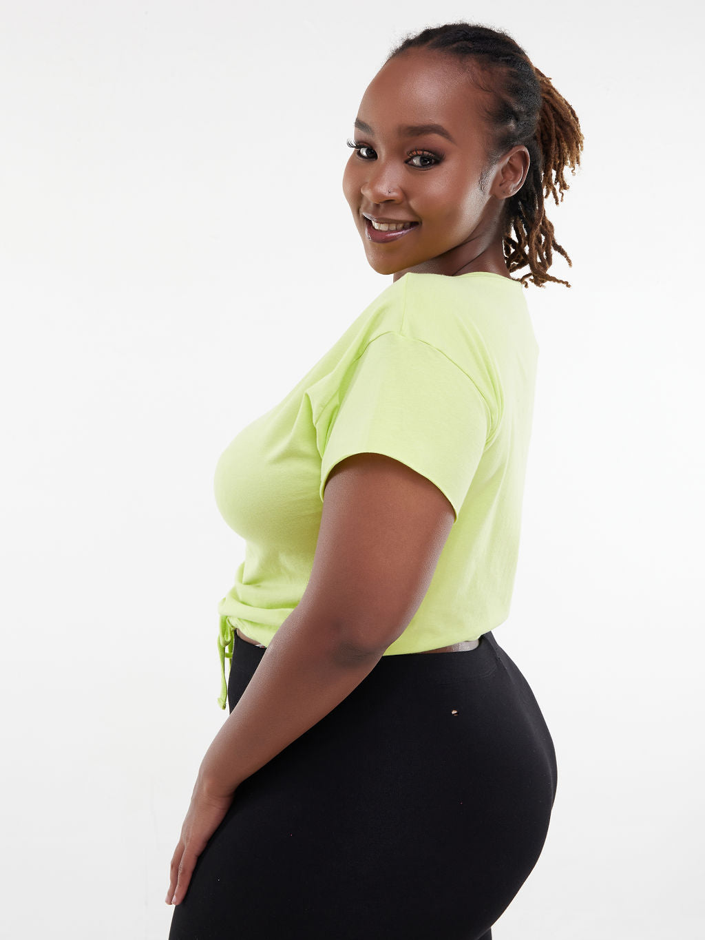 Zoya Chill Drawstring Crop Top - Lime Green