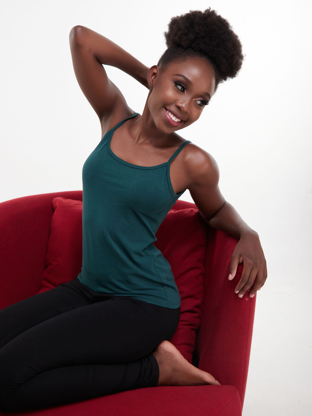 Zoya Chill Spaghetti Strap Tank Top - Dark Green