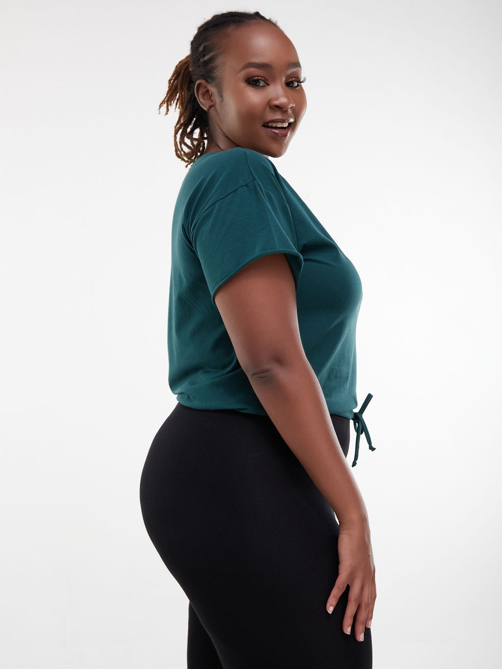 Zoya Chill Drawstring Crop Top - Dark Green