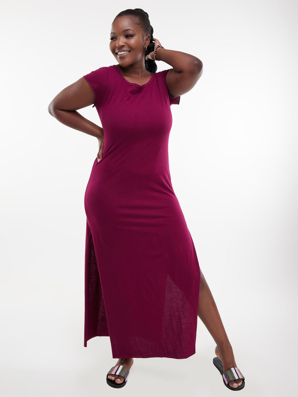 Zoya Chill Cap Sleeved Maxi Dress - Maroon