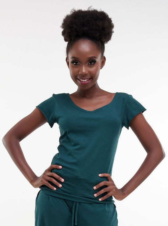 Zoya Chill Cap Sleeve T-shirt - Dark Green