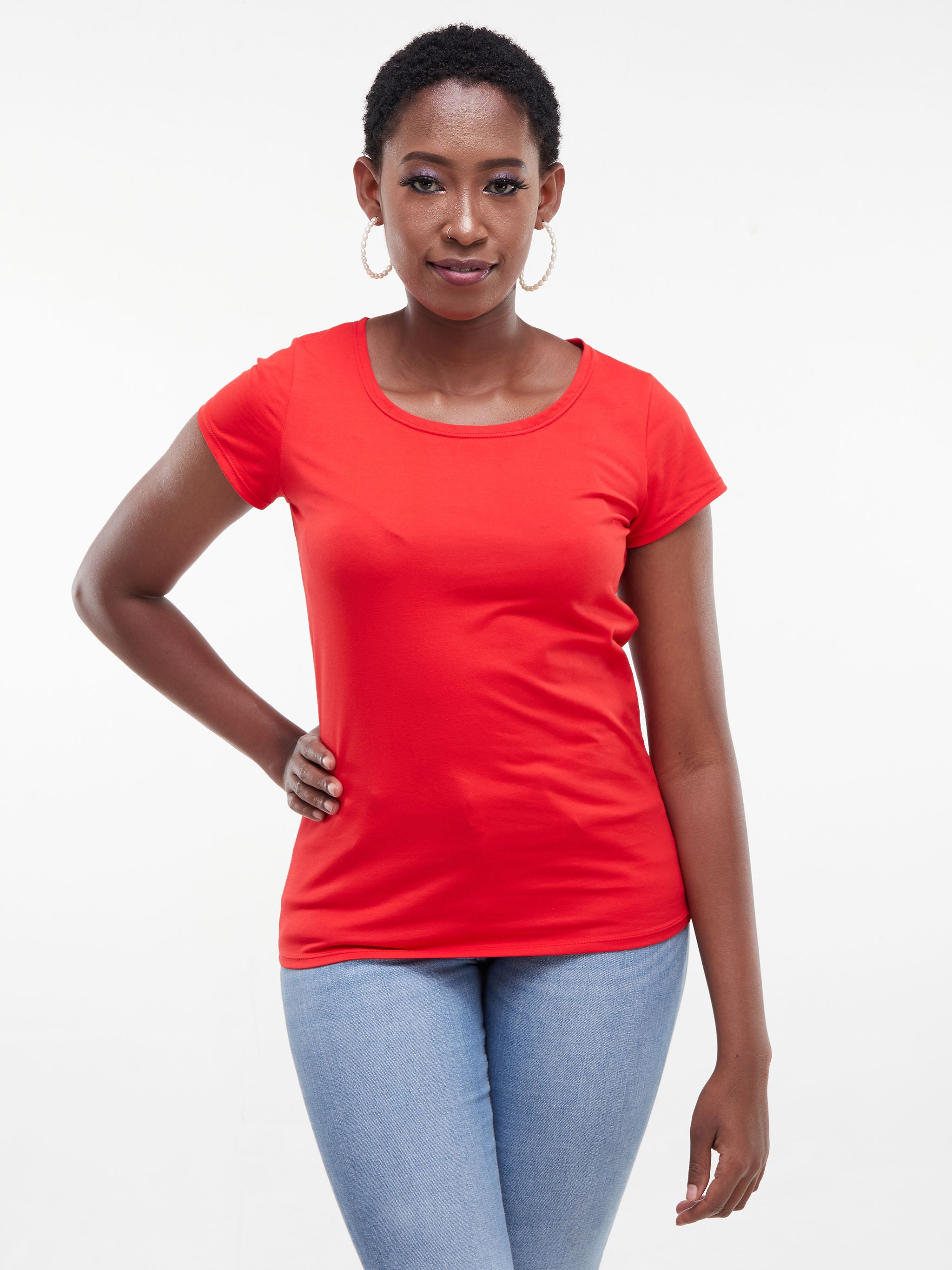 Vivo Basic Val Cap Sleeve Top - Red