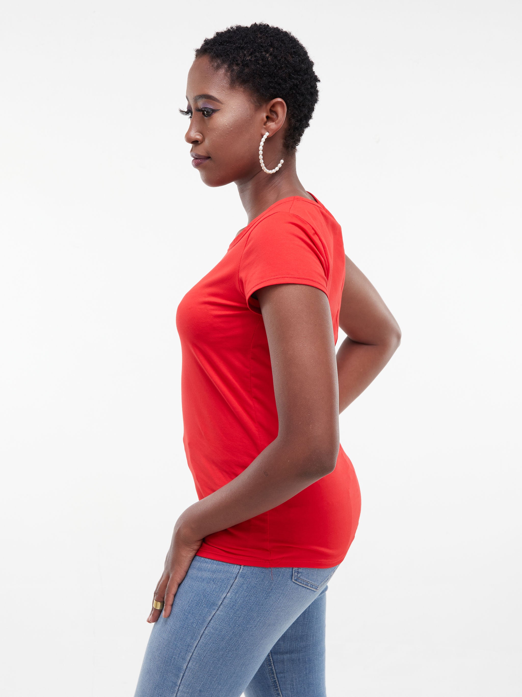 Vivo Basic Val Cap Sleeve Top - Red
