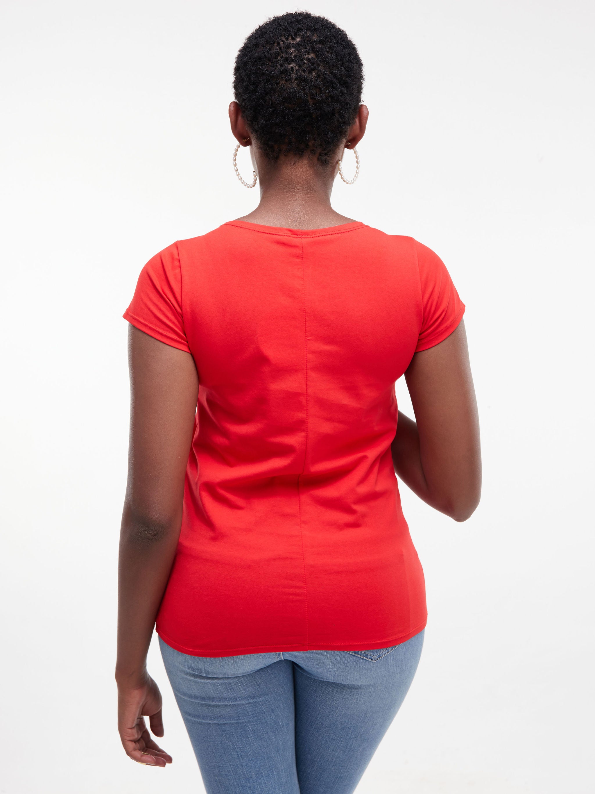 Vivo Basic Val Cap Sleeve Top - Red