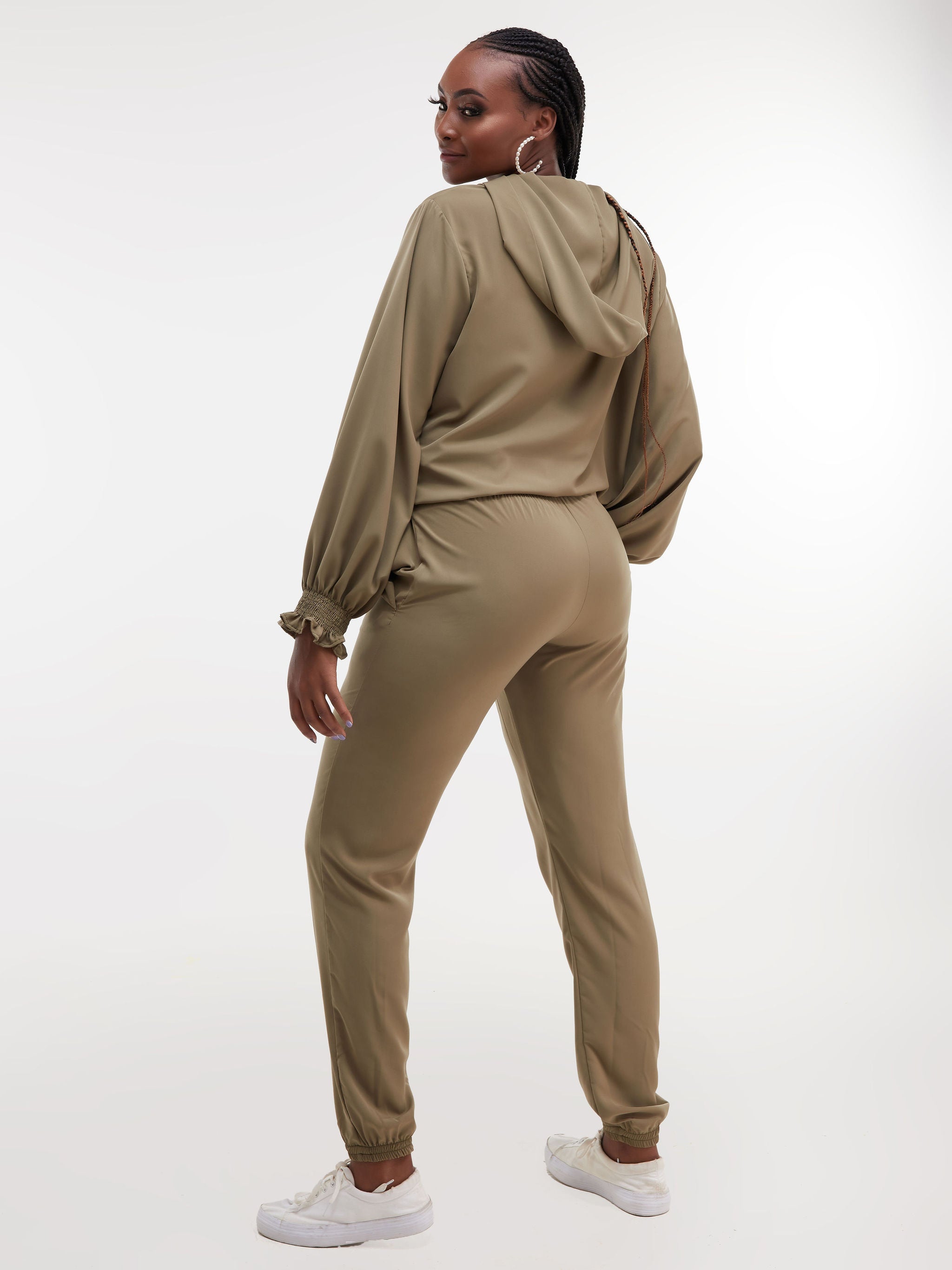 Safari Naima Shirred Waist Jogger Pants - Green