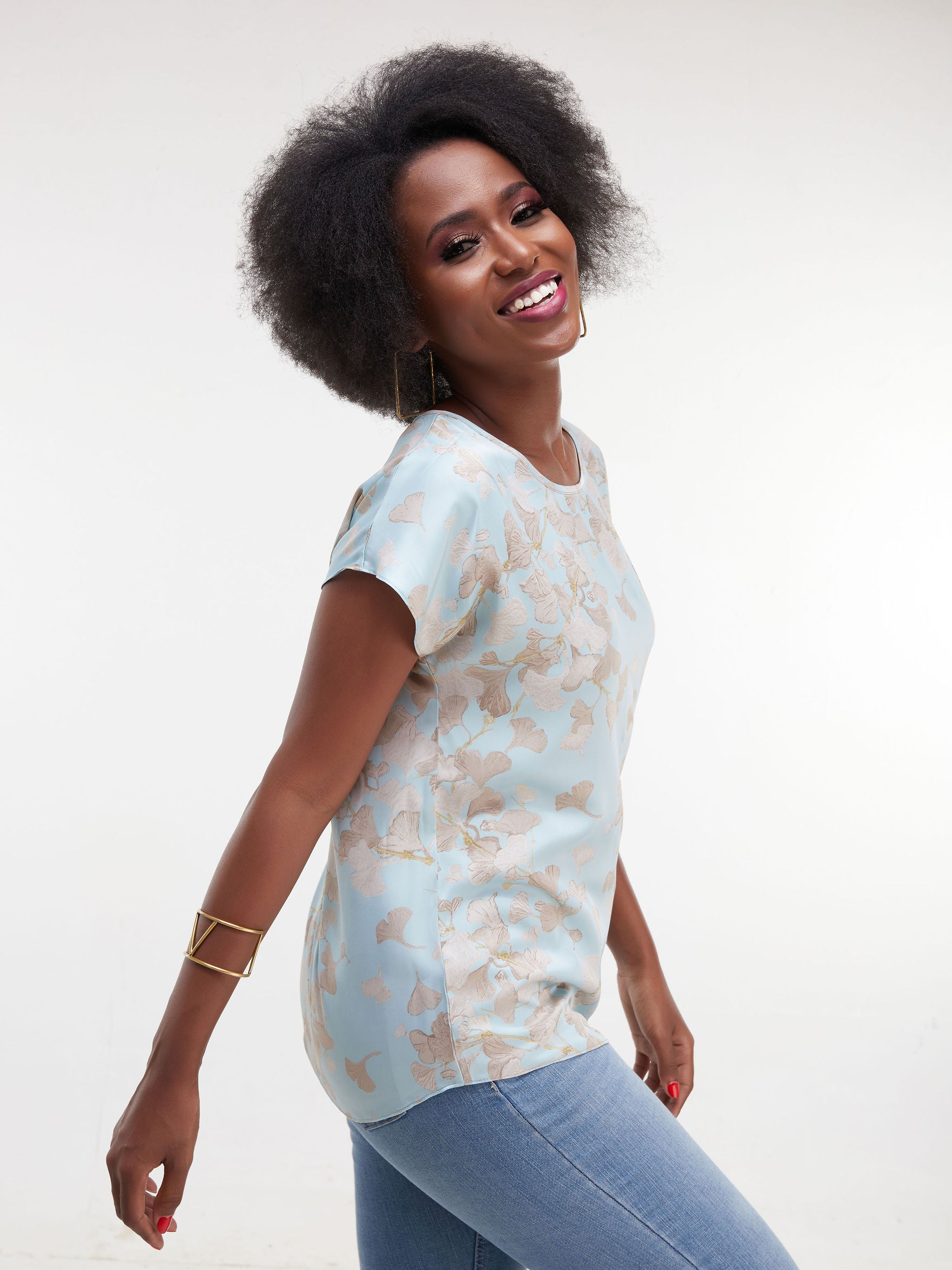 Vivo Thando Drop Shoulder Top - Sea Green Print