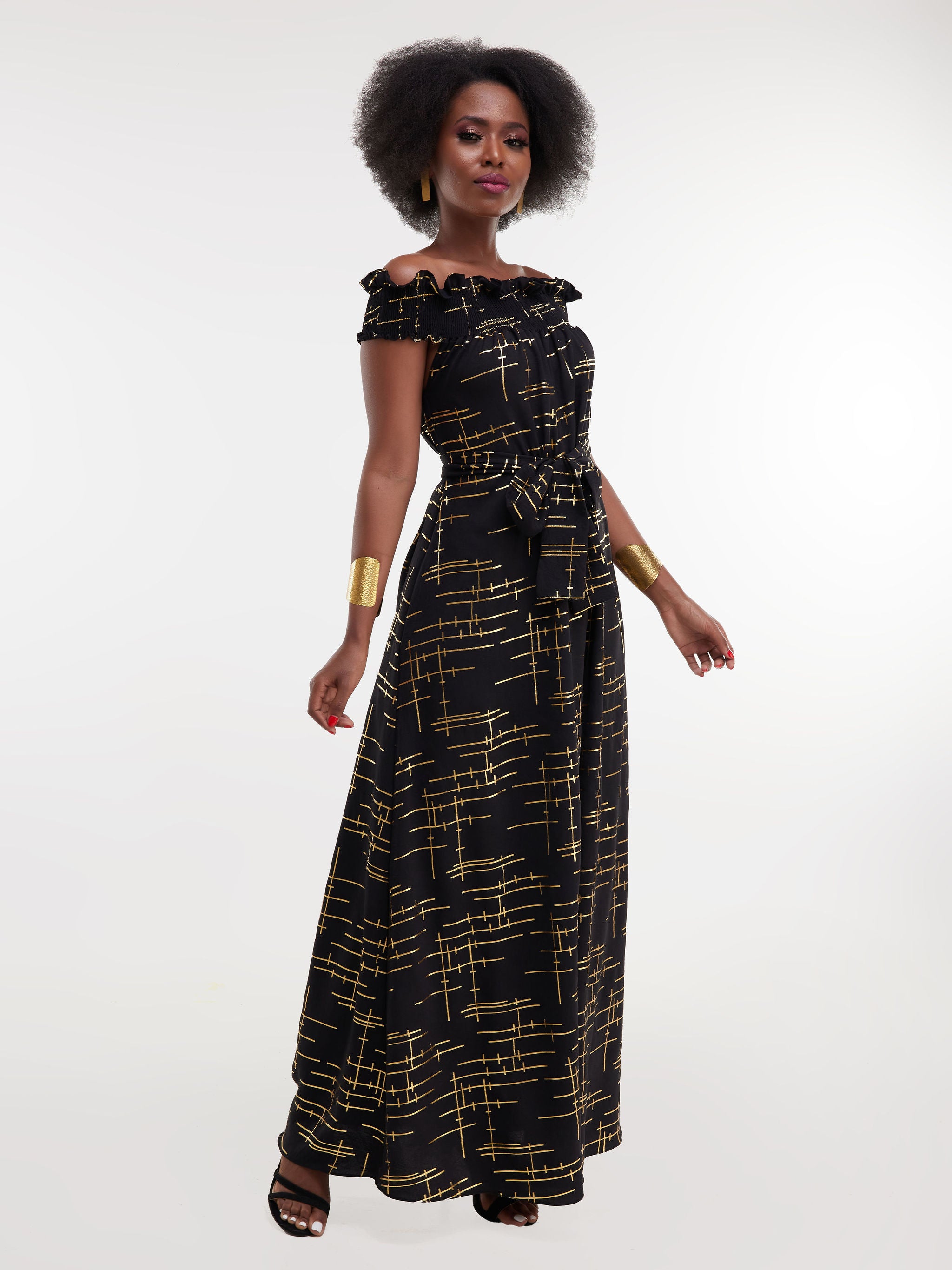 Vivo Hera Off Shoulder Maxi Dress - Black