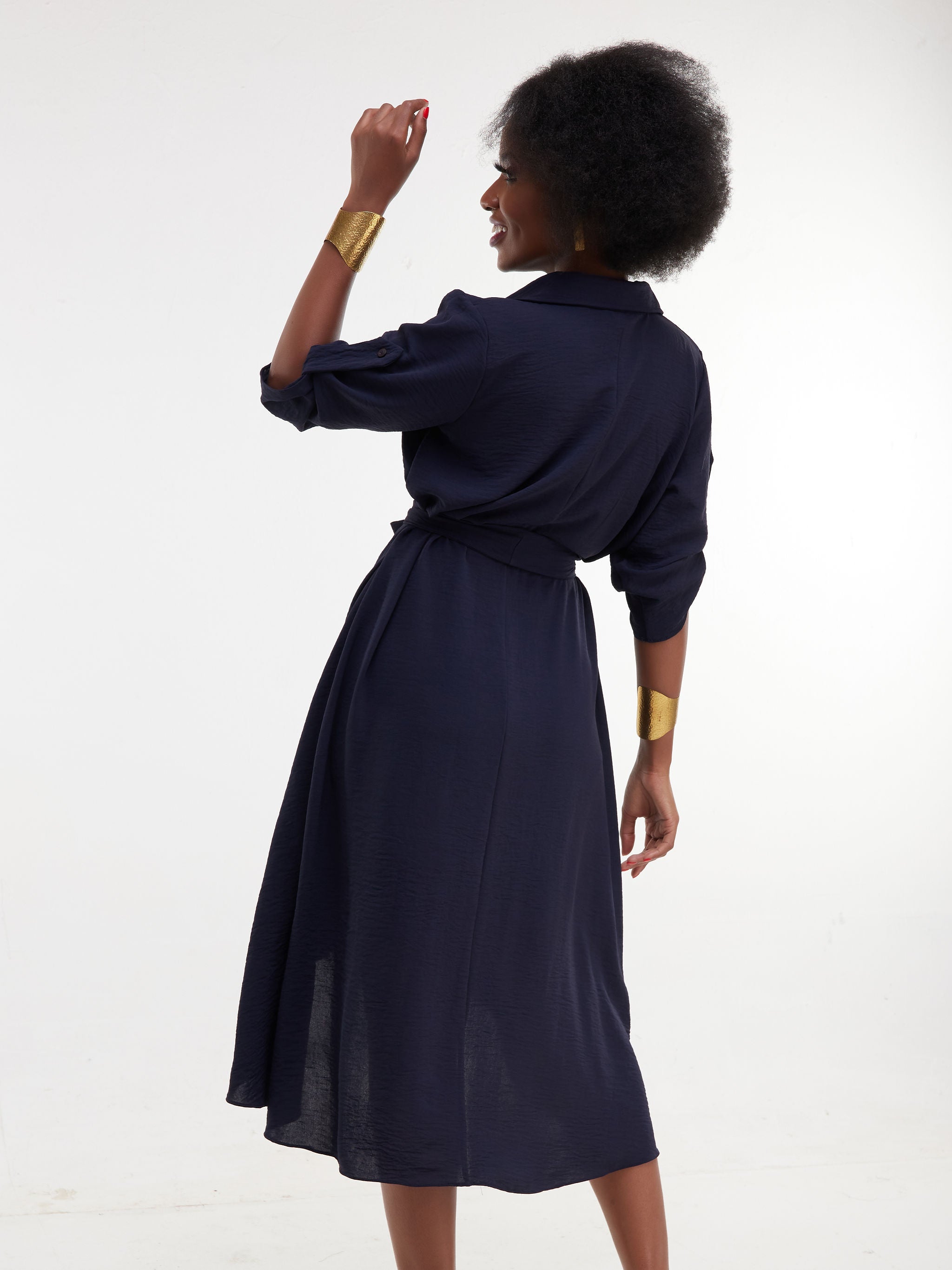 Vivo Dayo 3/4 Sleeved High Low Tent Dress - Navy Blue