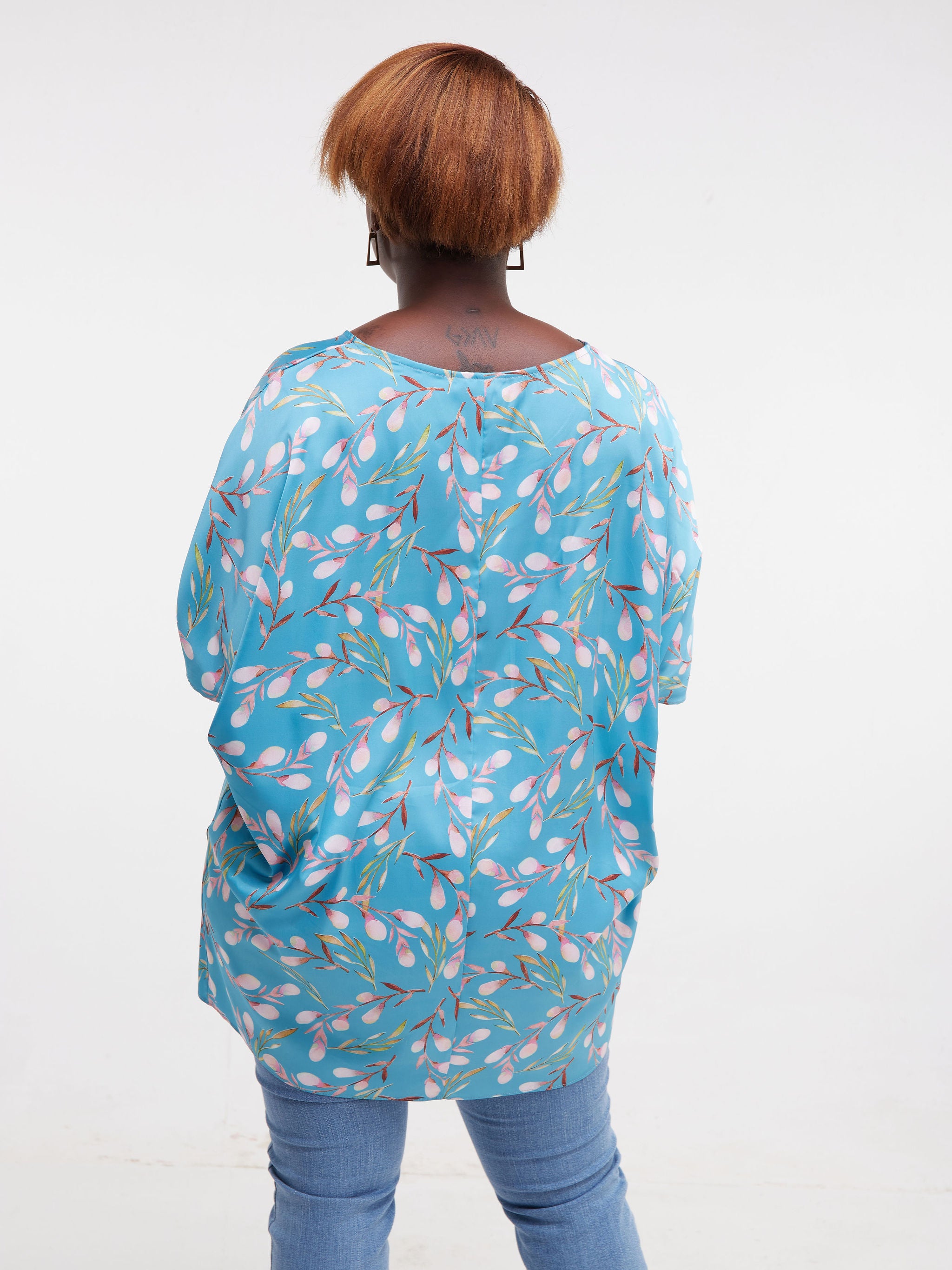 Vivo Thando Dolman Tunic Top - Light Blue Print