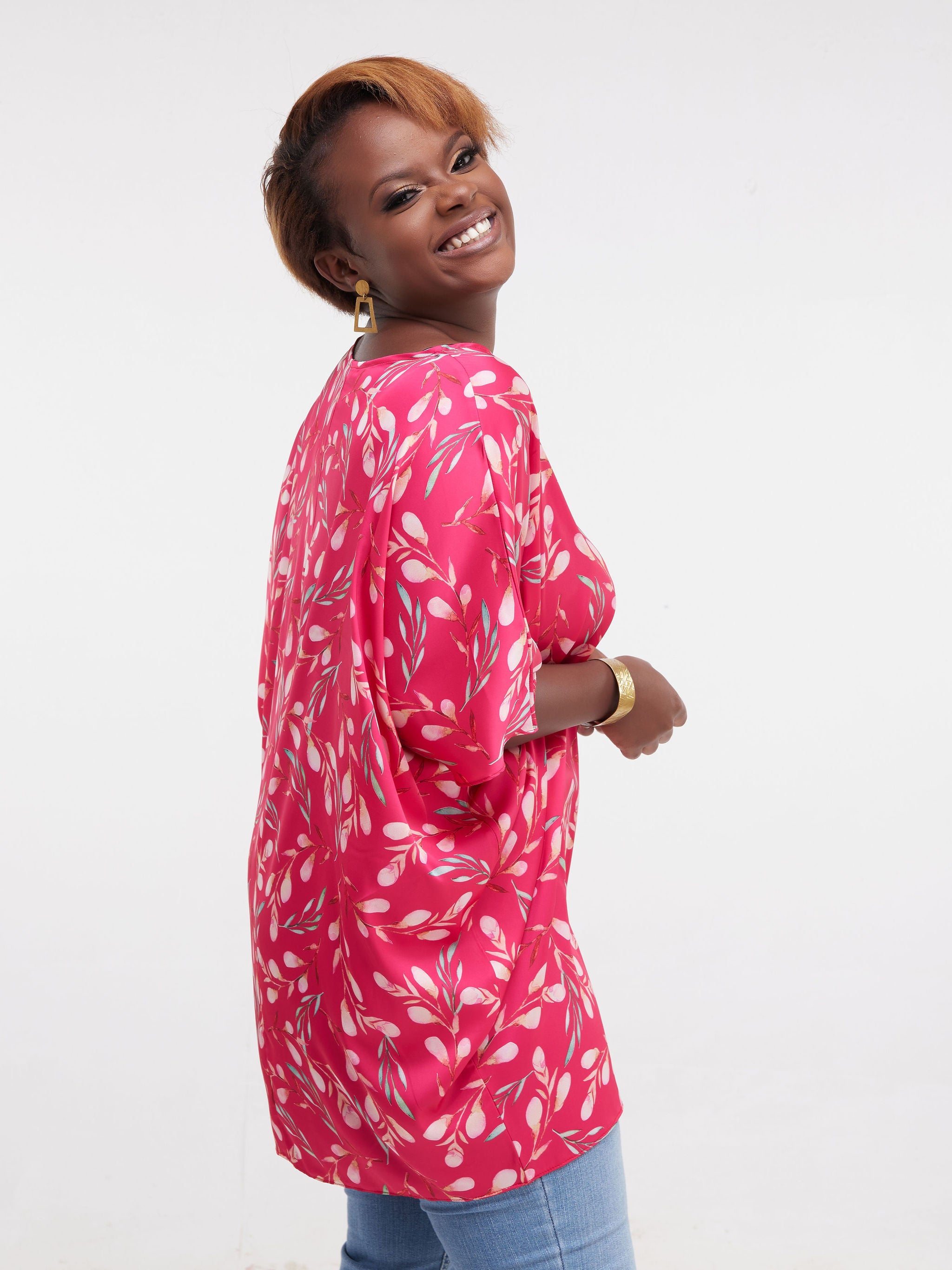 Vivo Thando Dolman Tunic Top - Pink Print