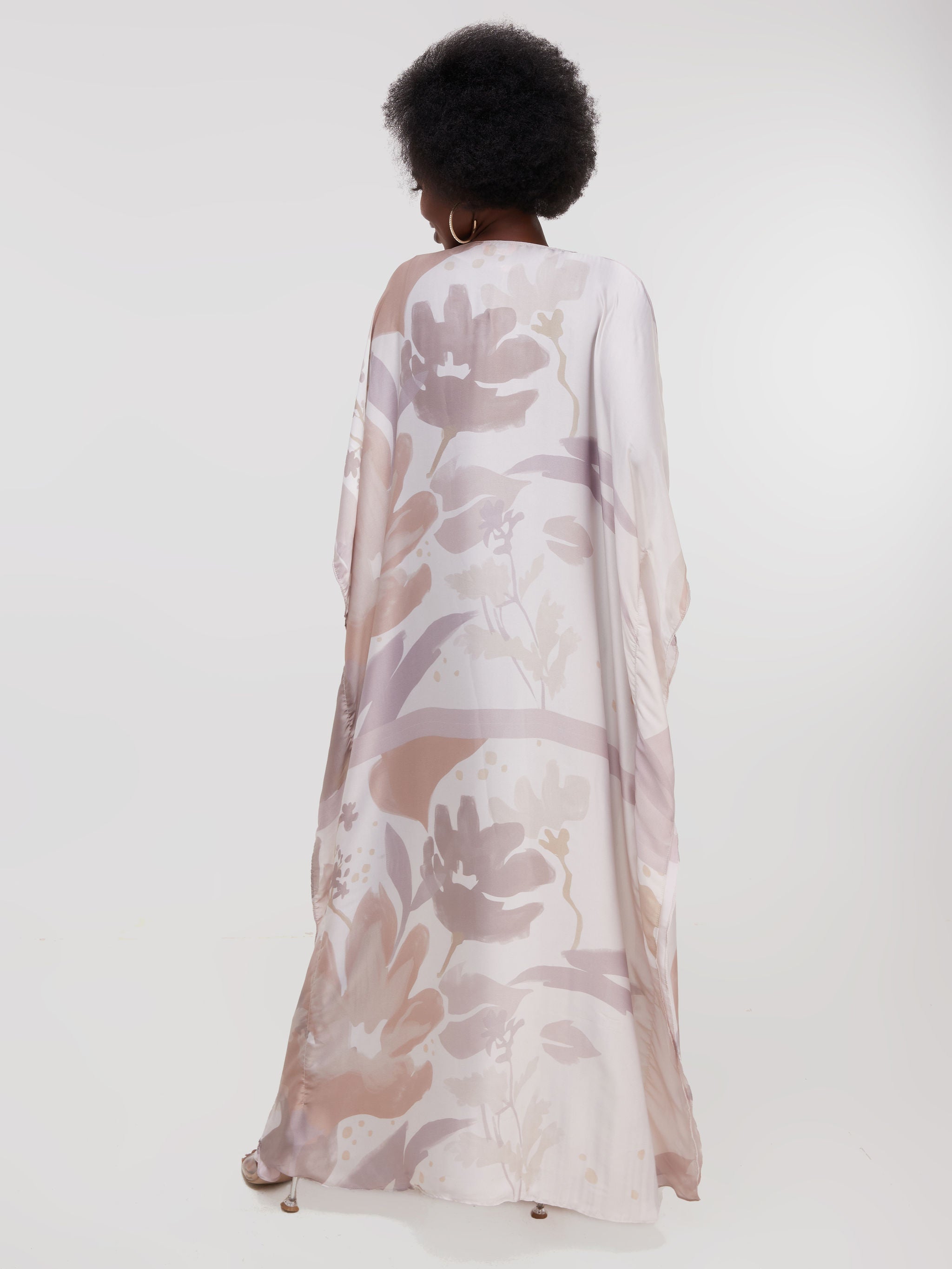 Vivo Diani Satin Maxi Kimono - Buttermilk Print