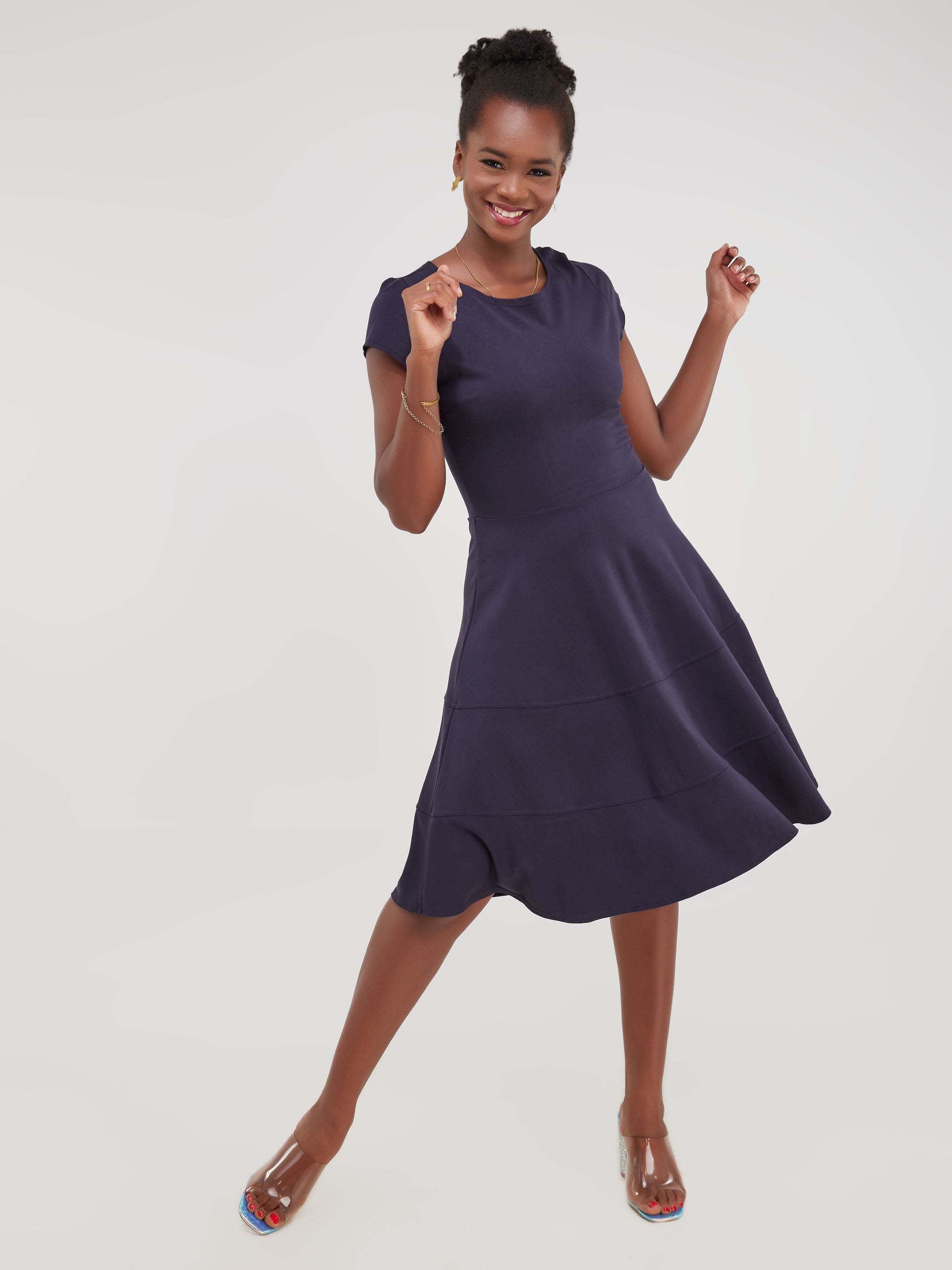 Vivo Waridi A-Line Dress - Navy Blue