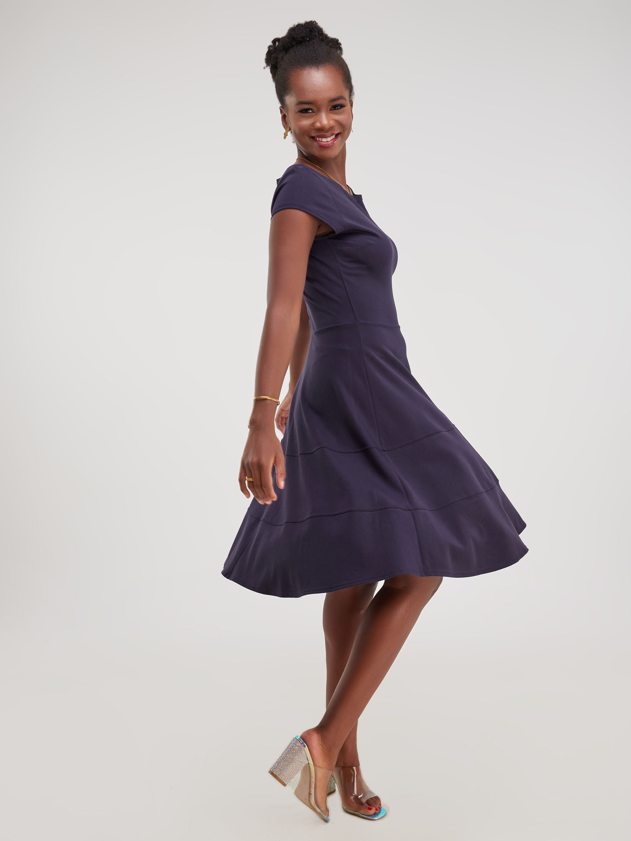 Vivo Waridi A-Line Dress - Navy Blue