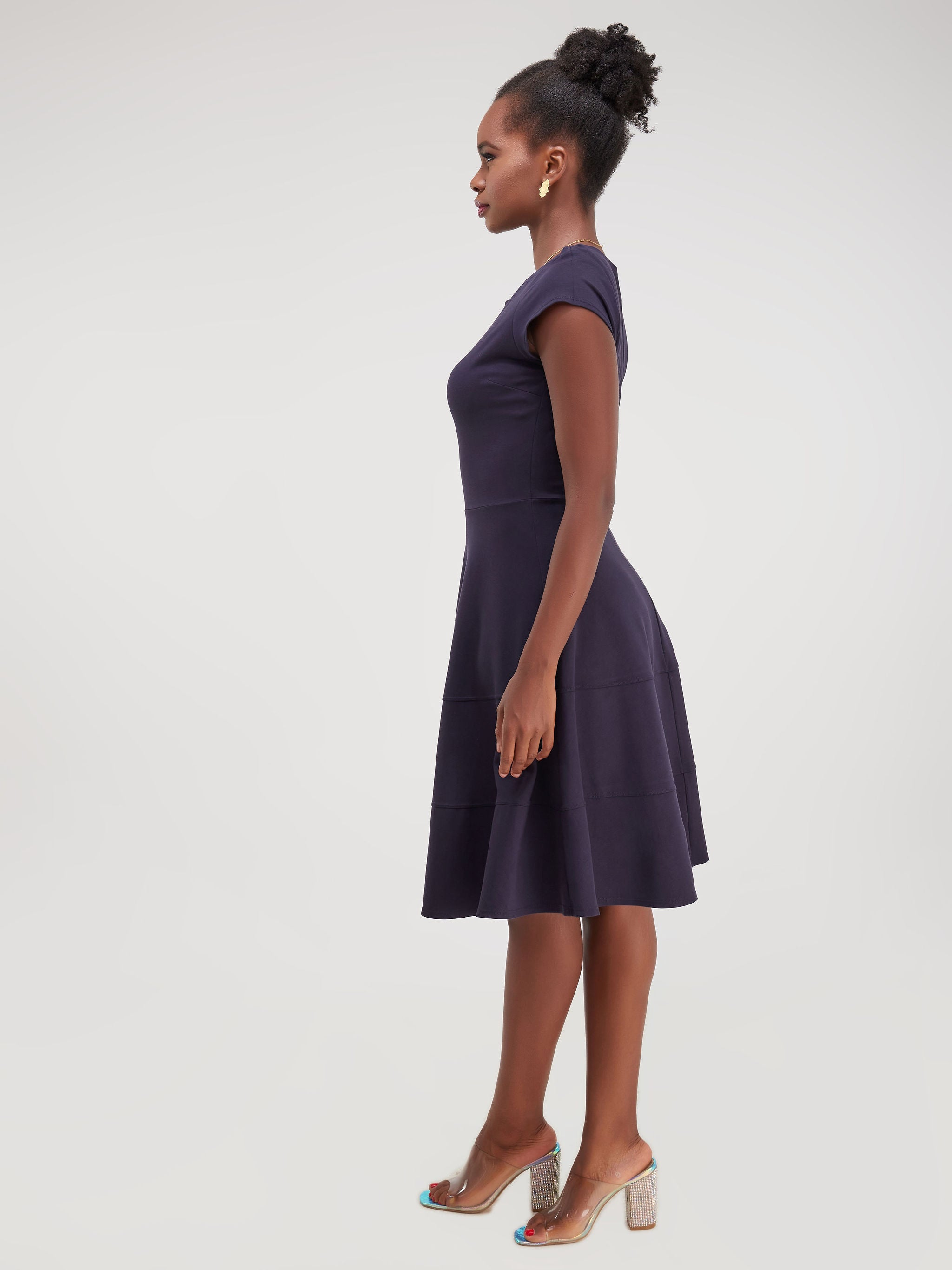 Vivo Waridi A-Line Dress - Navy Blue