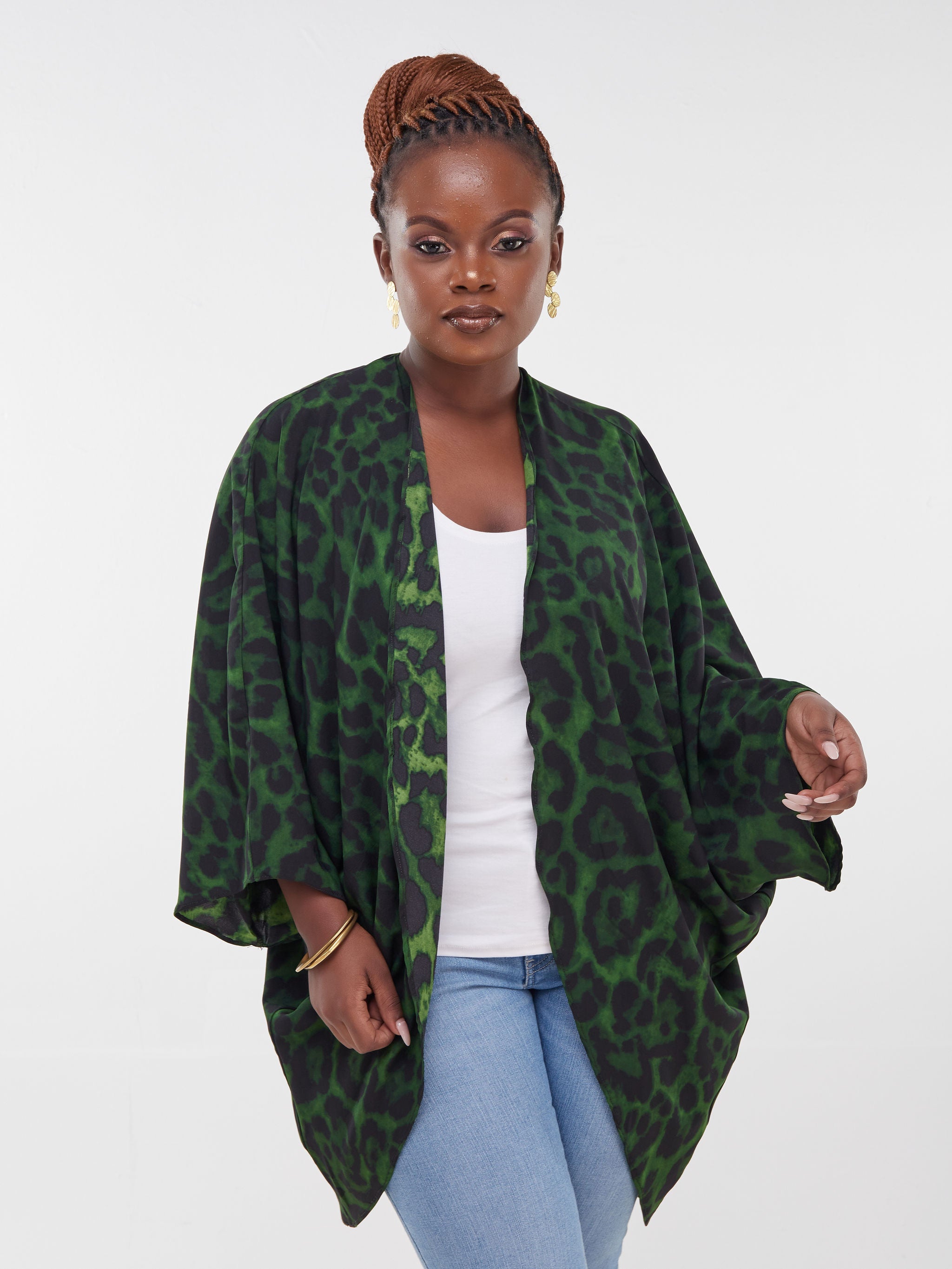 Safari Maisha Butterfly Waterfall - Dark Green Animal Print