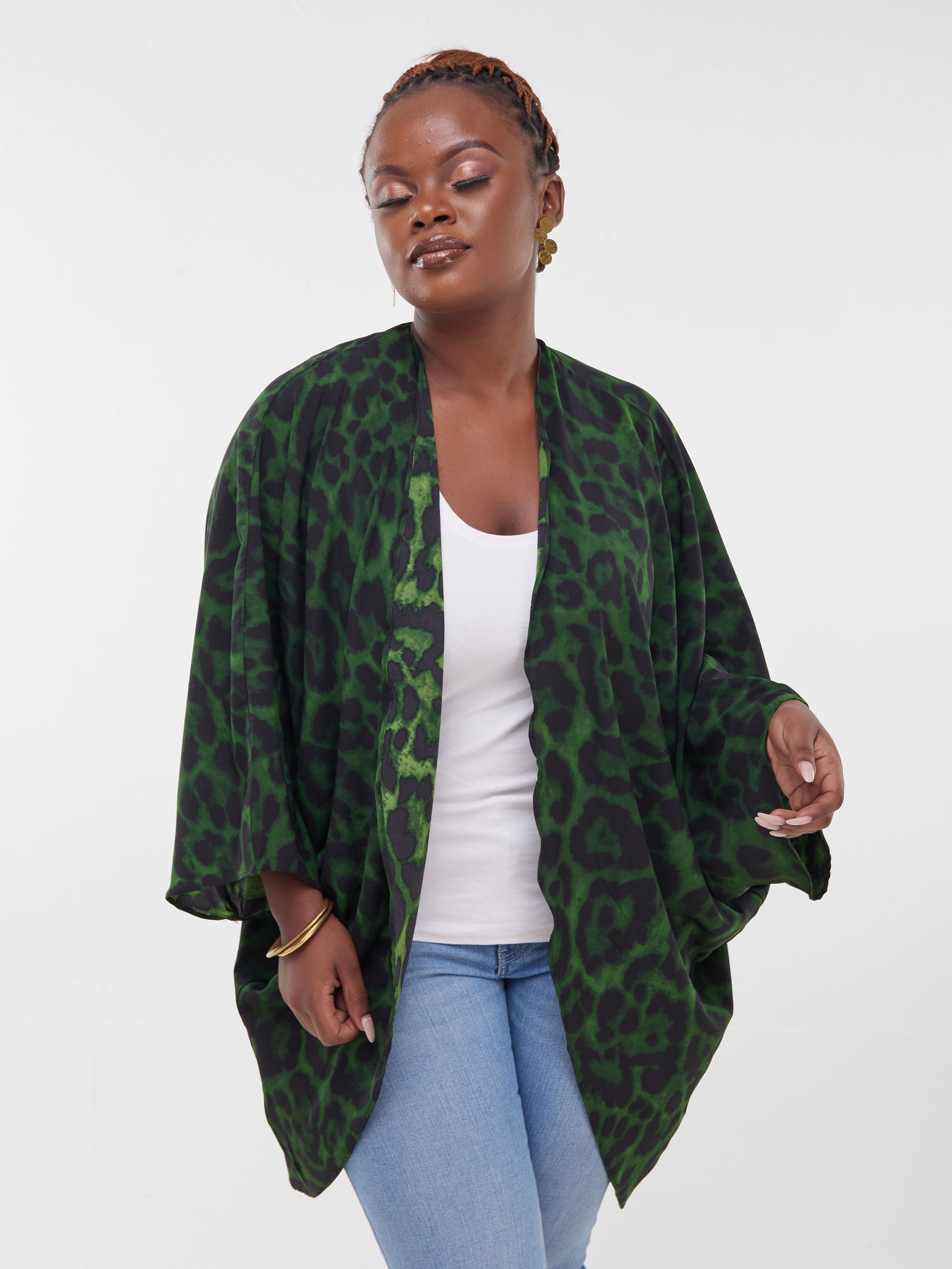Safari Maisha Butterfly Waterfall - Dark Green Animal Print
