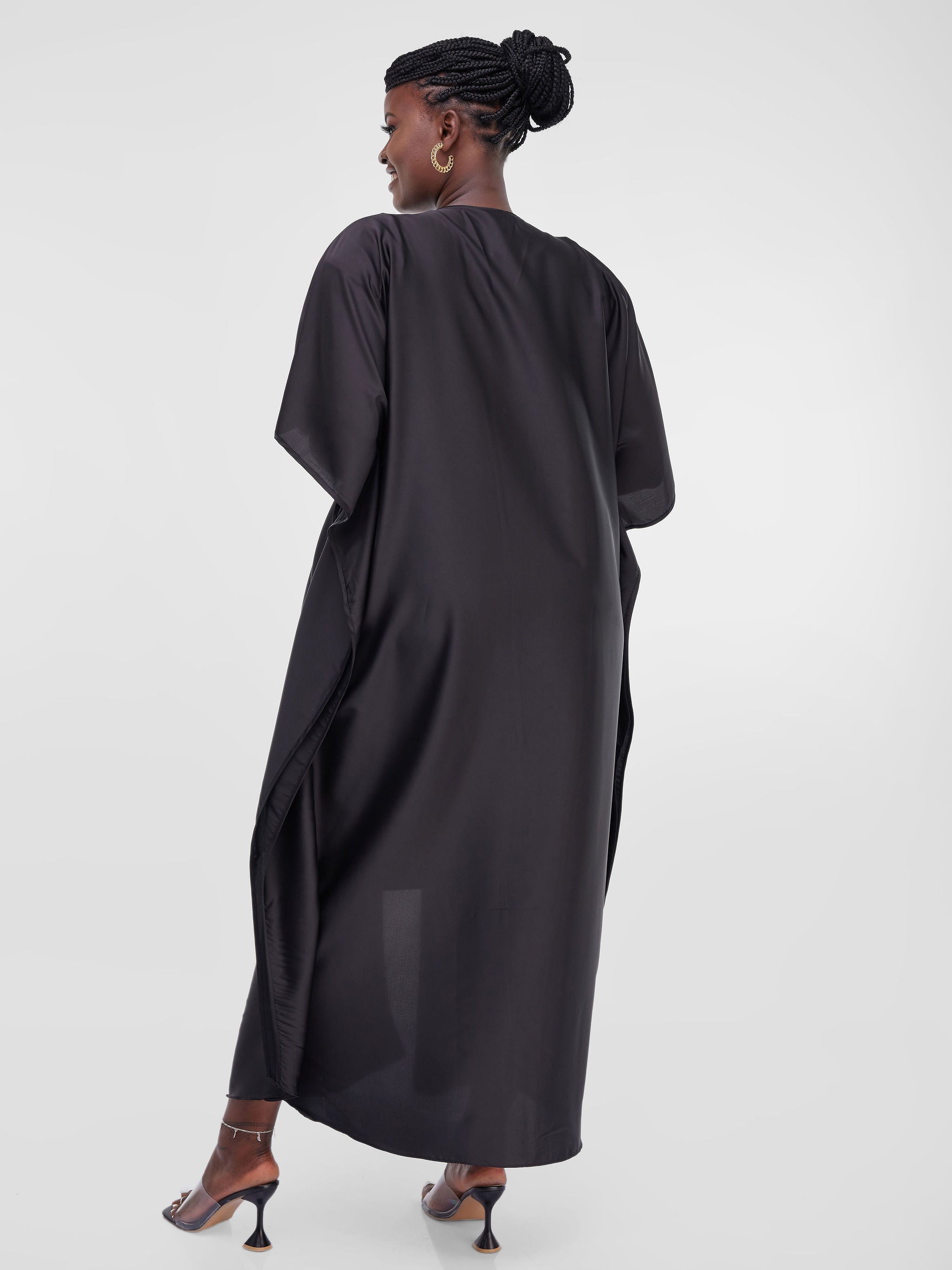 Vivo Diani Satin Maxi Kimono - Black