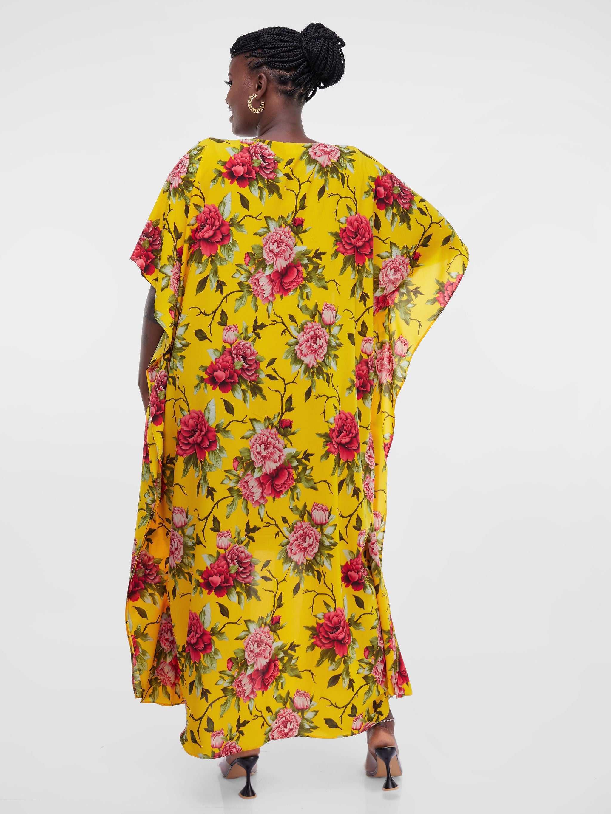Safari Maisha Maxi Kimono Cover-Up - Yellow / Red Print