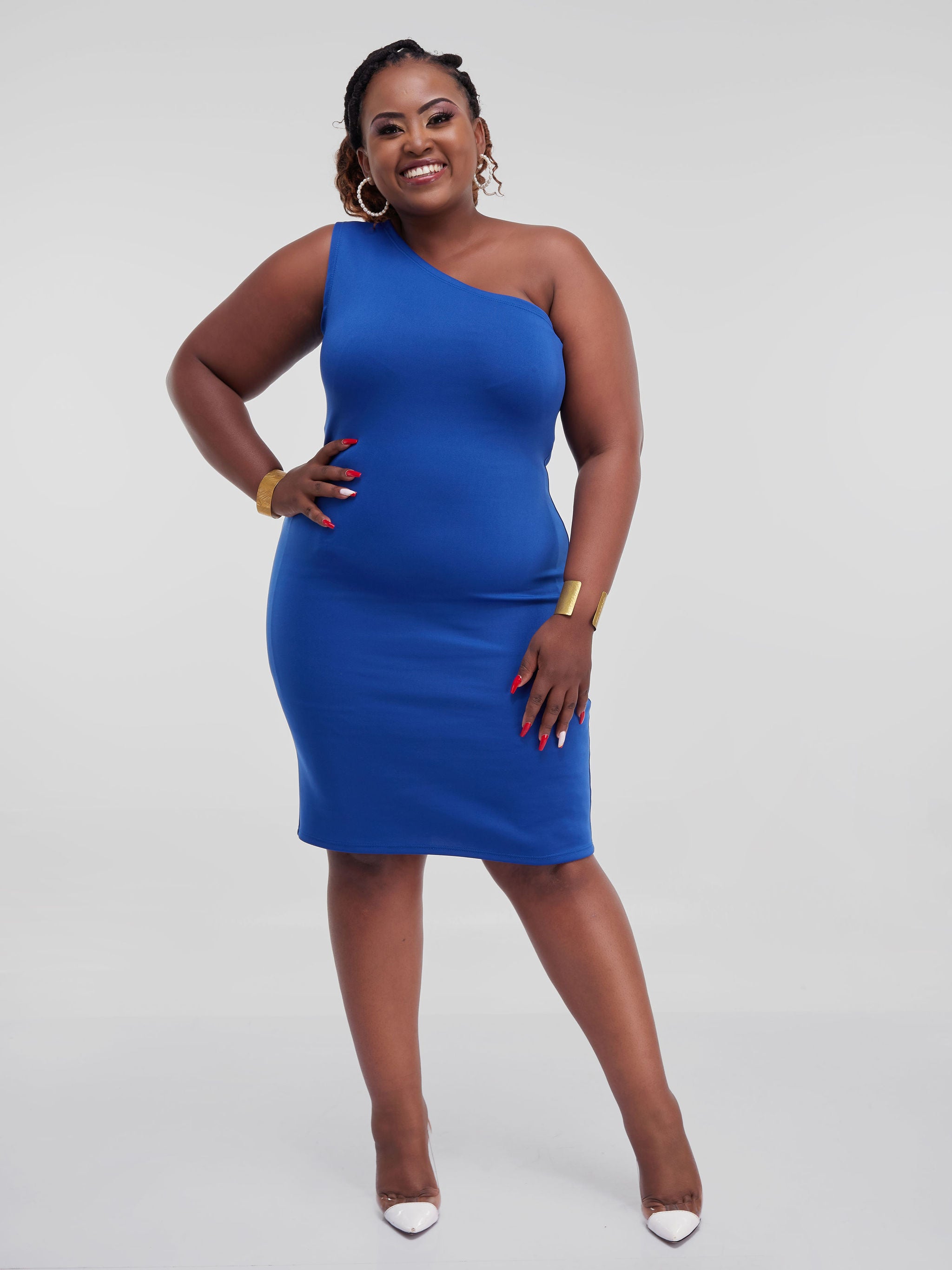 Vivo Hema One Shoulder Bodycon Dress - Royal Blue