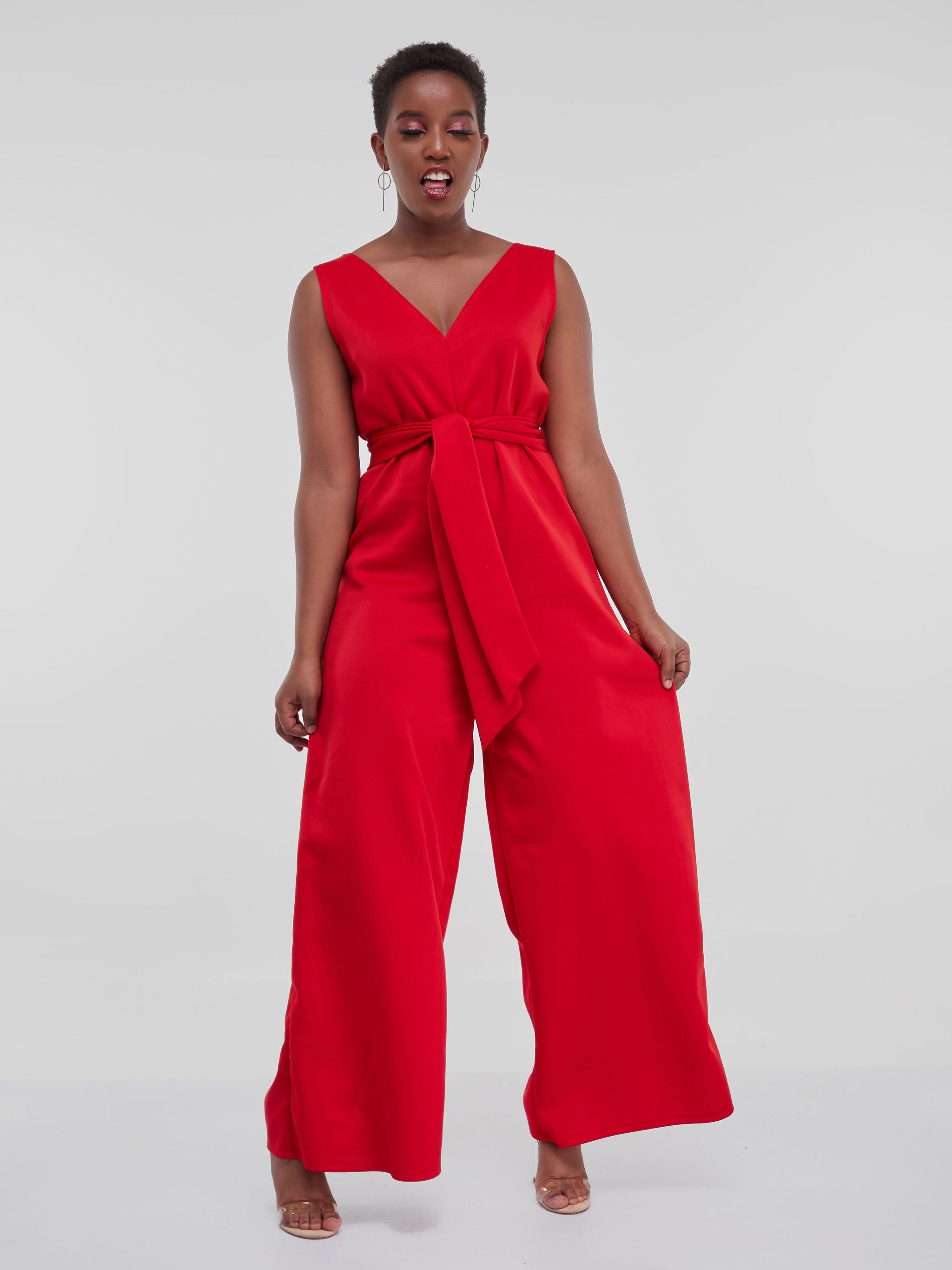 Vivo Hema Sleeveless Jumpsuit - Red