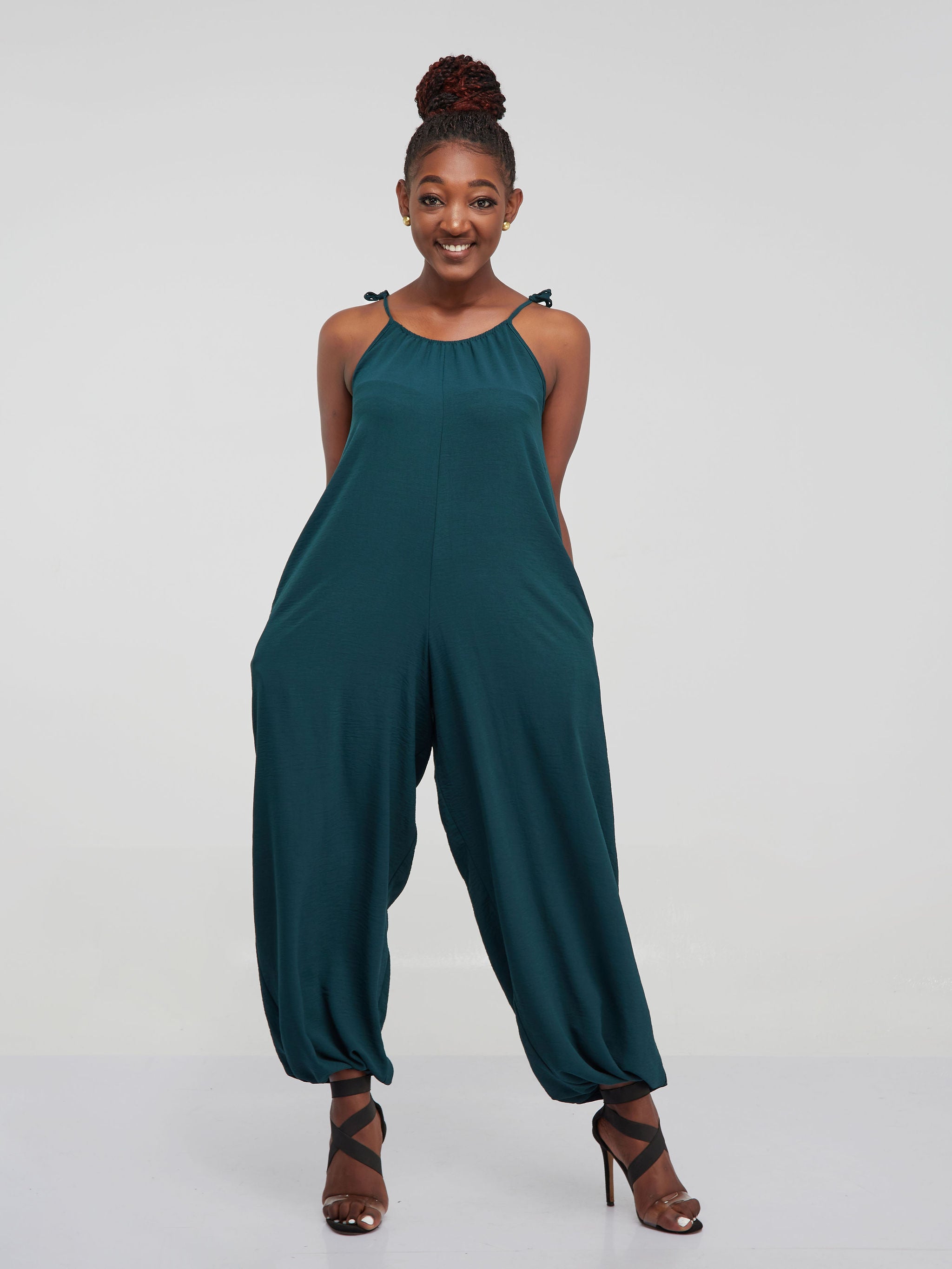 Vivo Dayo Strappy Harem Jumpsuit - Dark Green