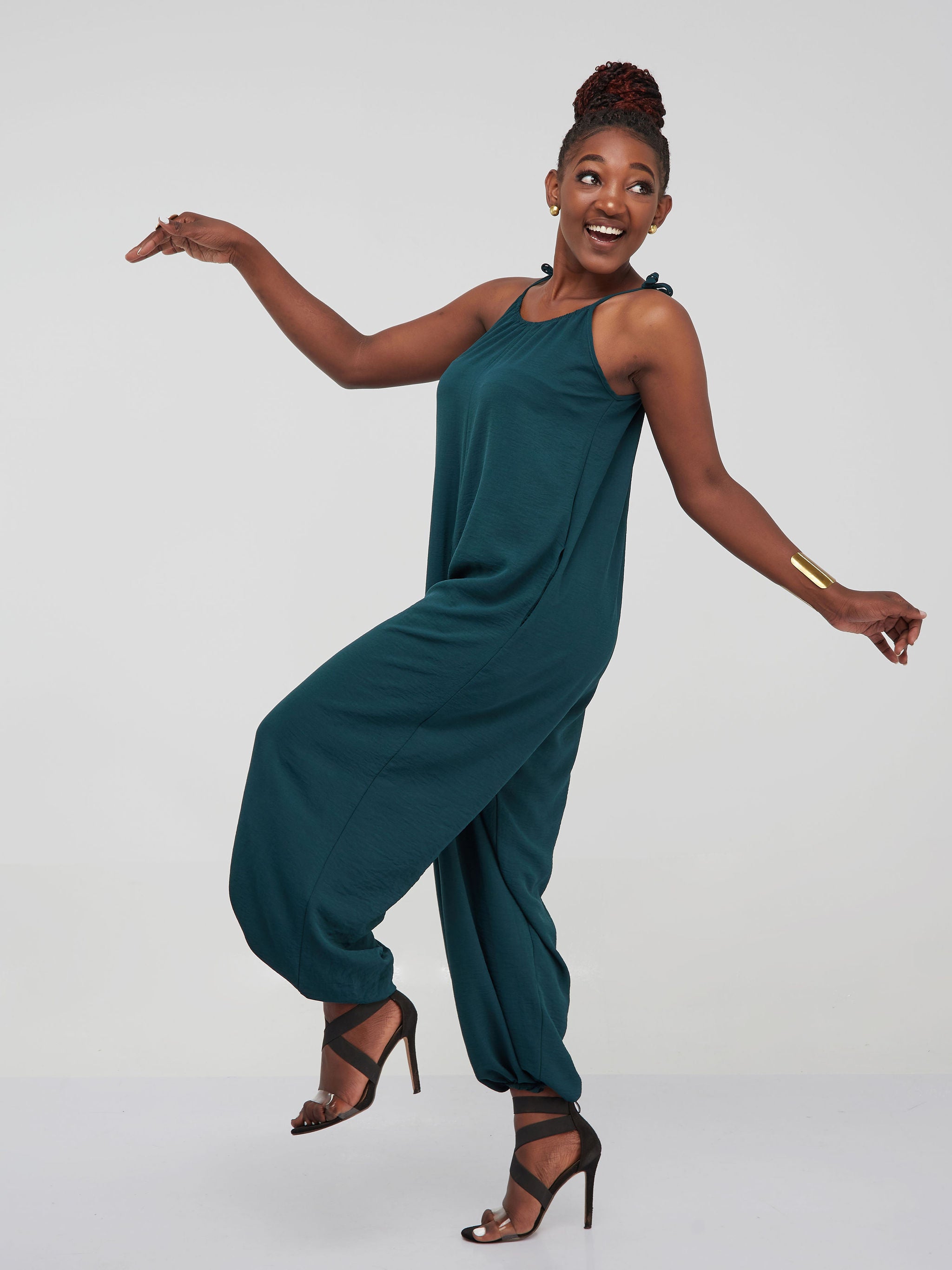 Vivo Dayo Strappy Harem Jumpsuit - Dark Green