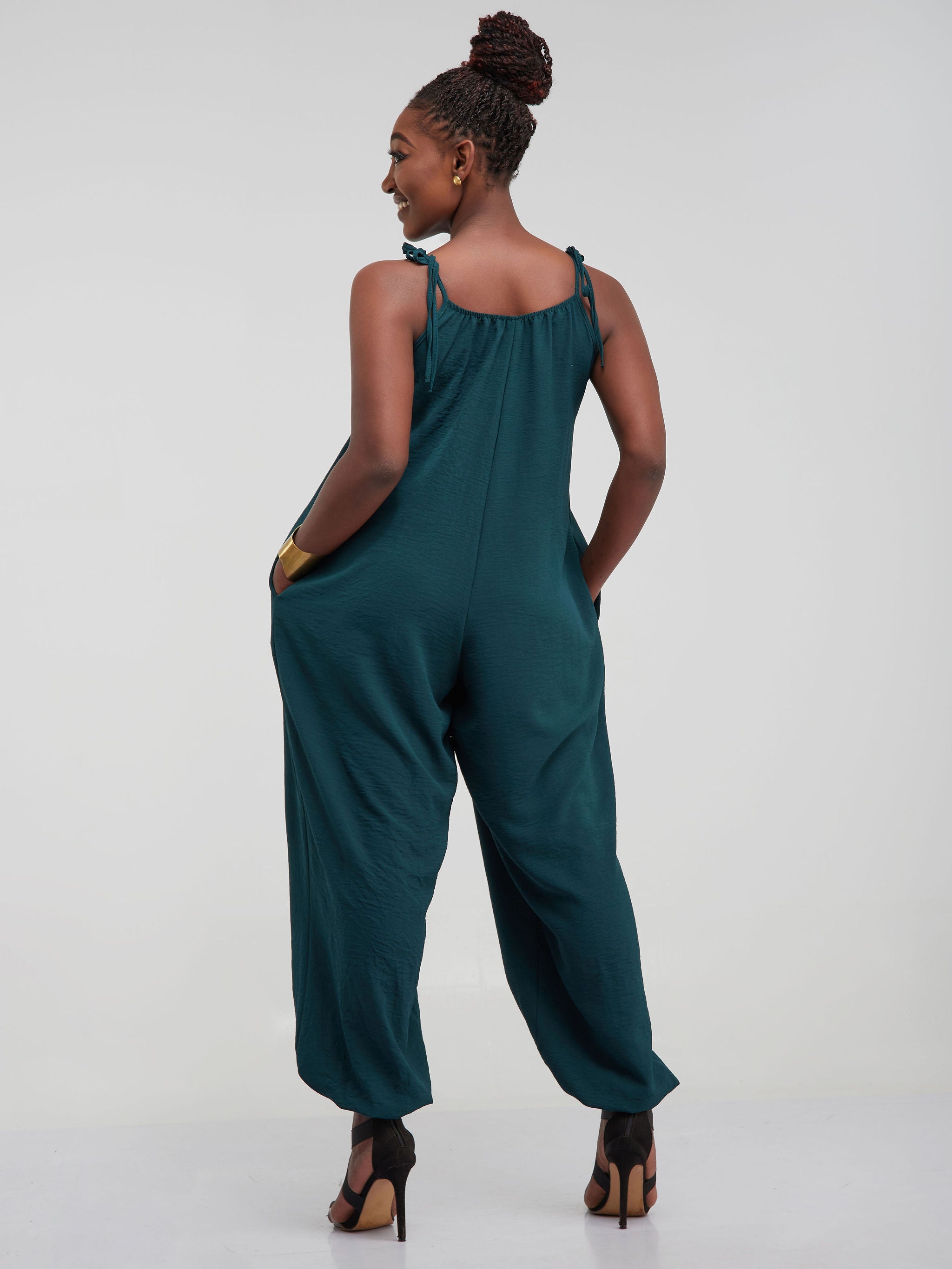 Vivo Dayo Strappy Harem Jumpsuit - Dark Green