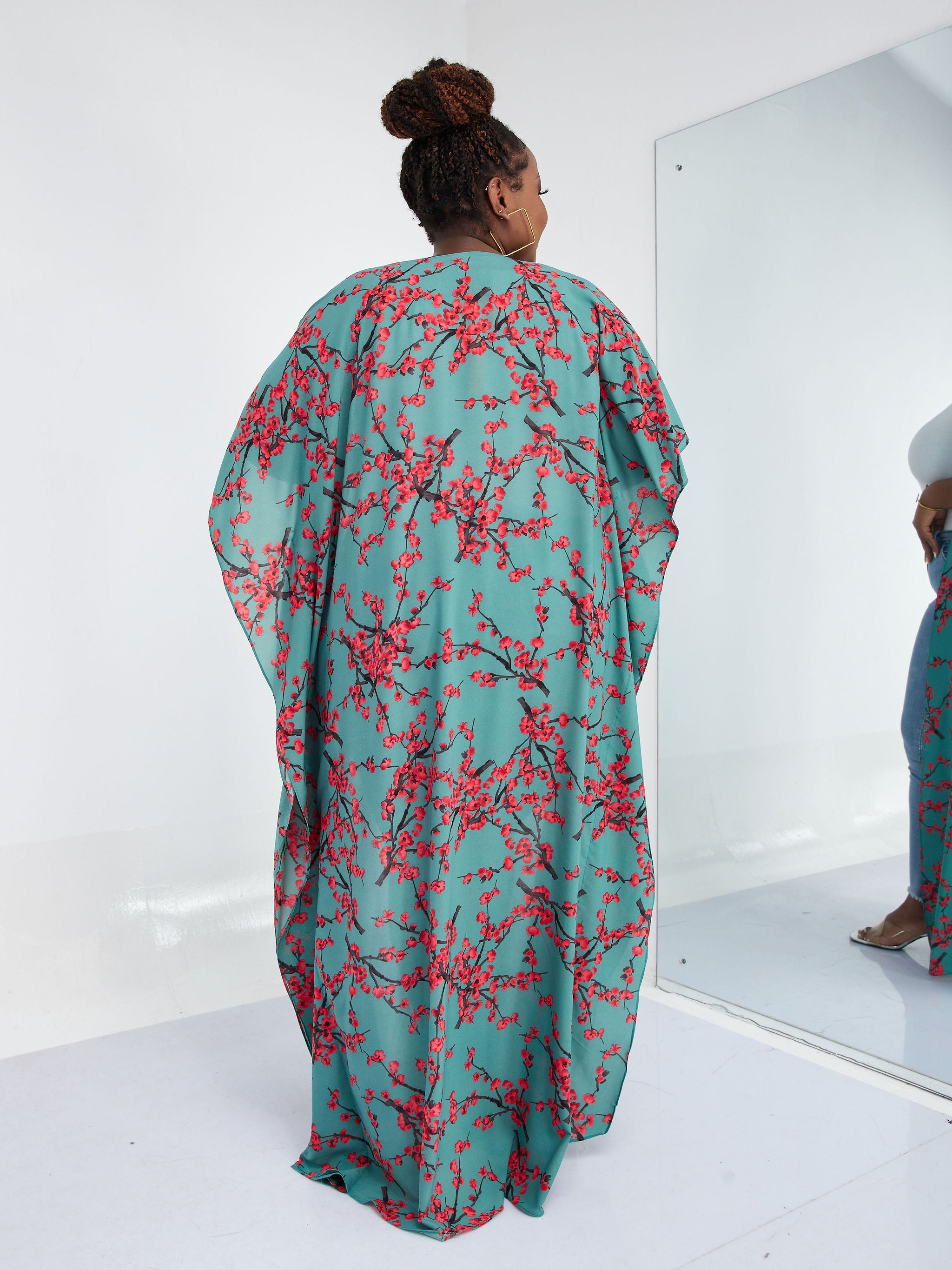 Safari Maisha Maxi Kimono Cover-Up - Cherry Blossom Print