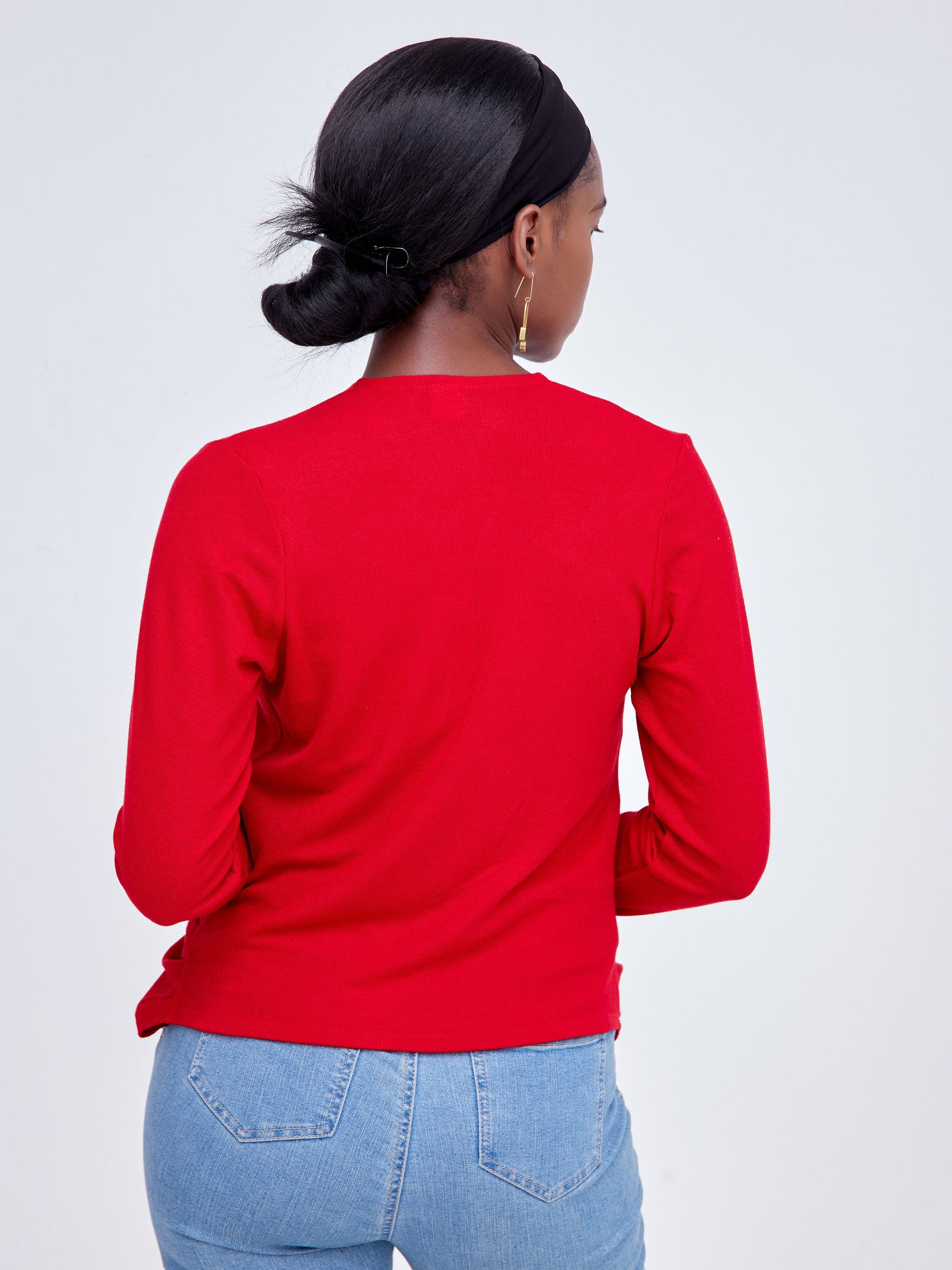 Vivo Short Side Pleat Sweater - Red