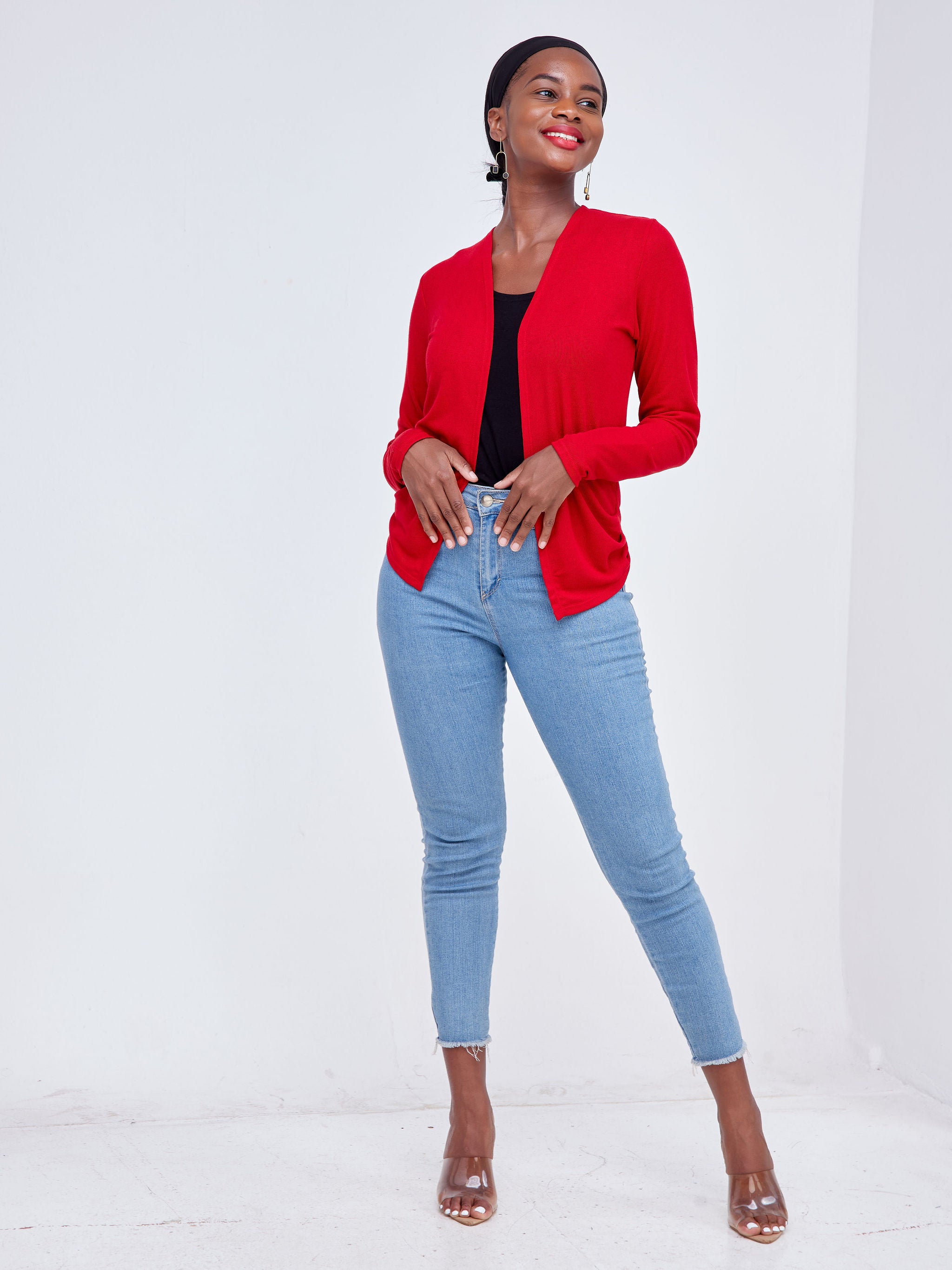 Vivo Short Side Pleat Sweater - Red