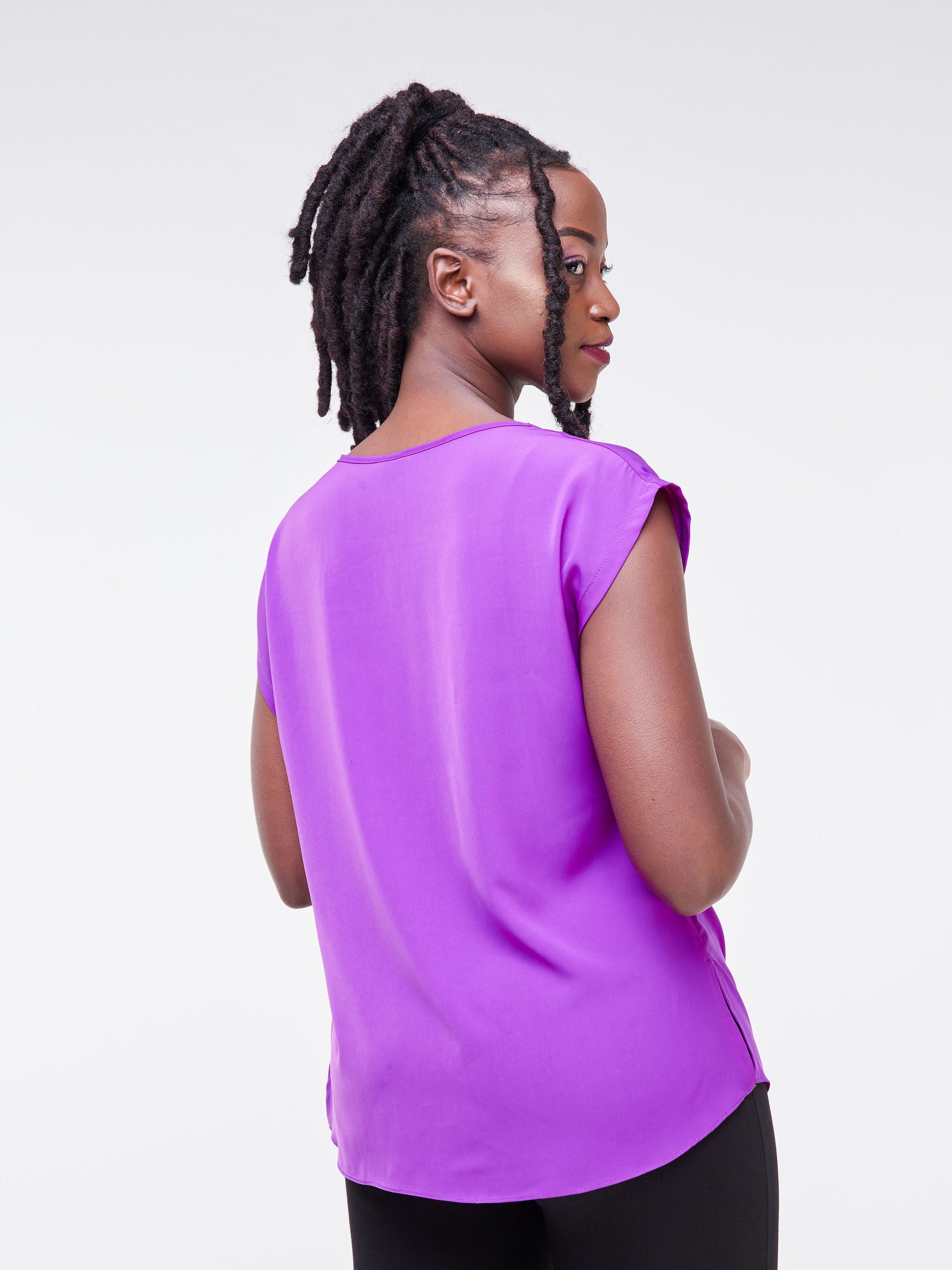 Vivo Fahari Drop Shoulder Cowl Top - Purple