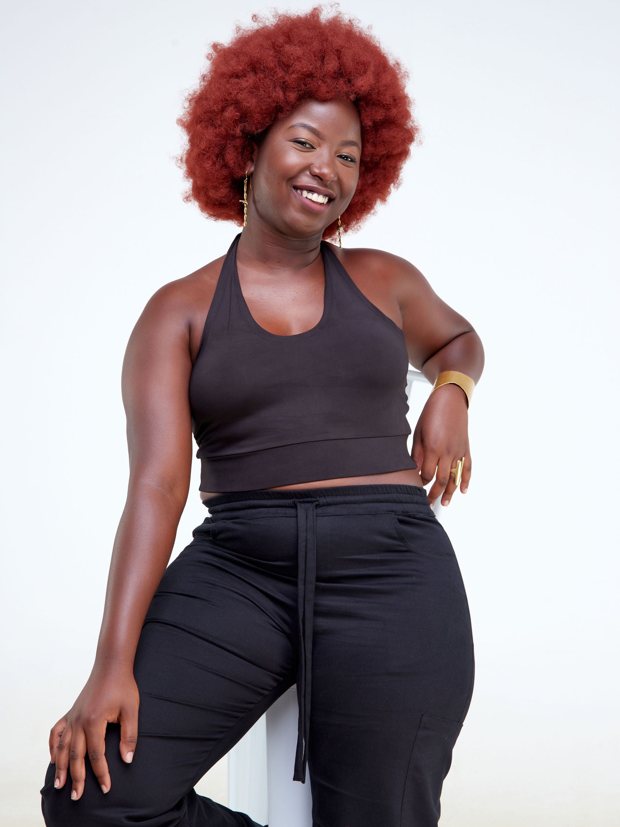 Zoya Party Halter Crop Top - Black
