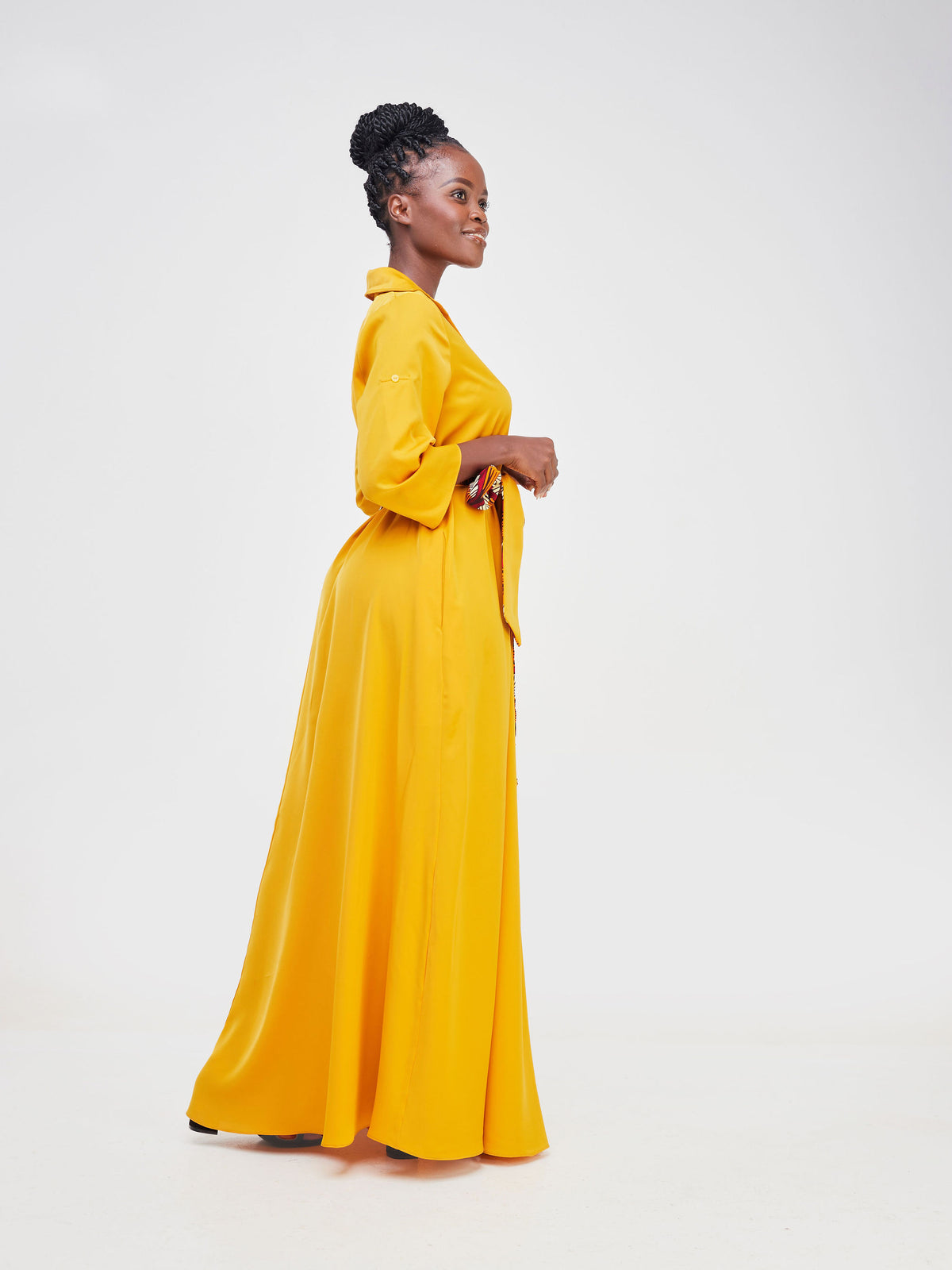 Vivo Thando Mock Neck Maxi Dress - White / Taupe Aria Print