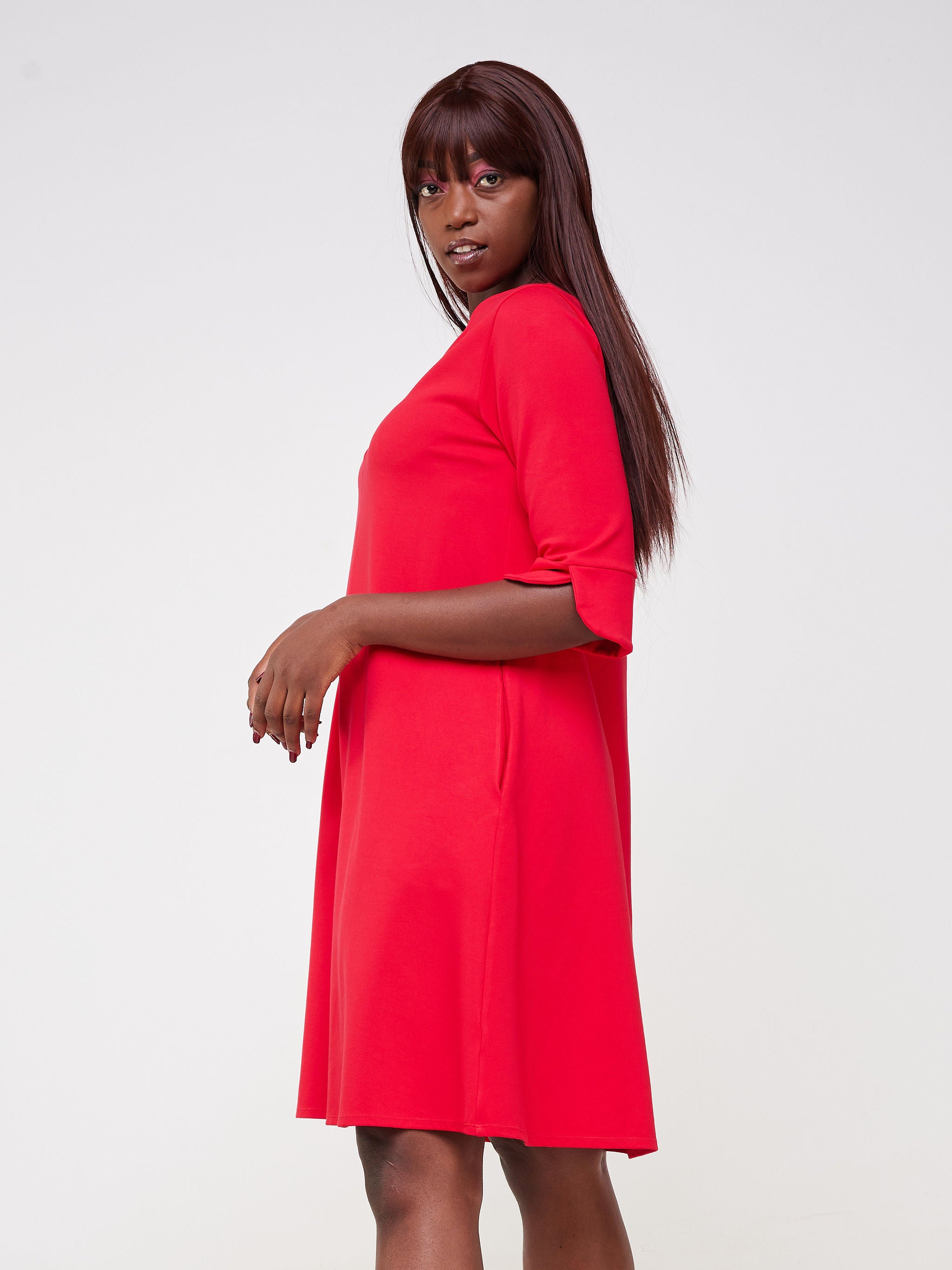 Vivo Zawadi Keyhole Dress - Red