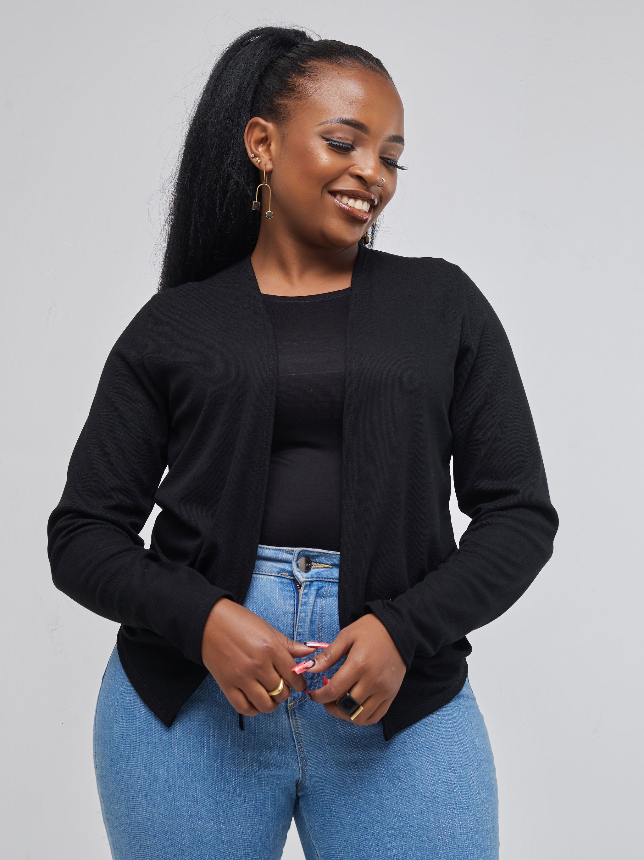 Vivo Short Side Pleat Sweater - Black
