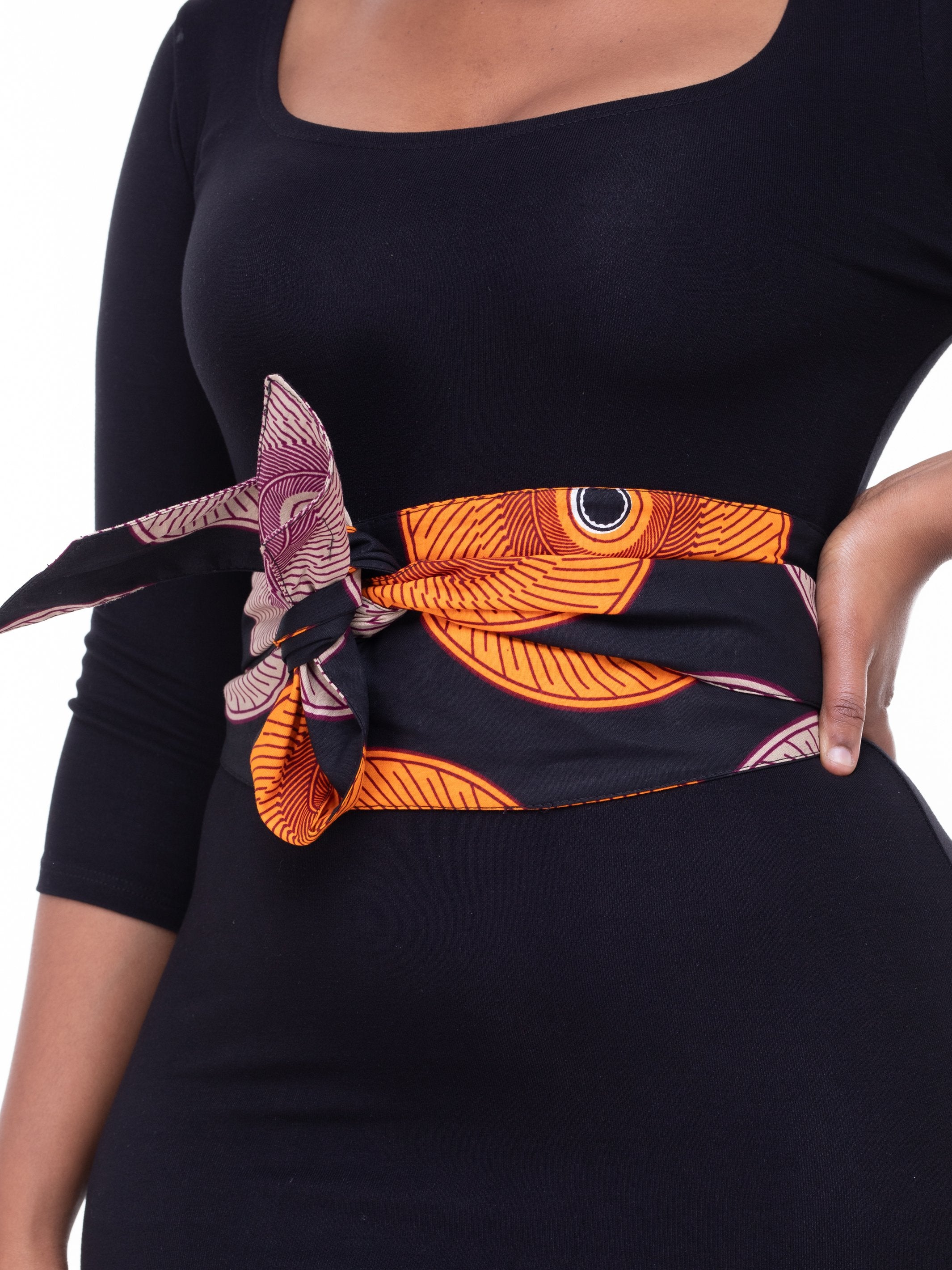 Vivo Aziza Belt - Orange/Brown Print - Shop Zetu