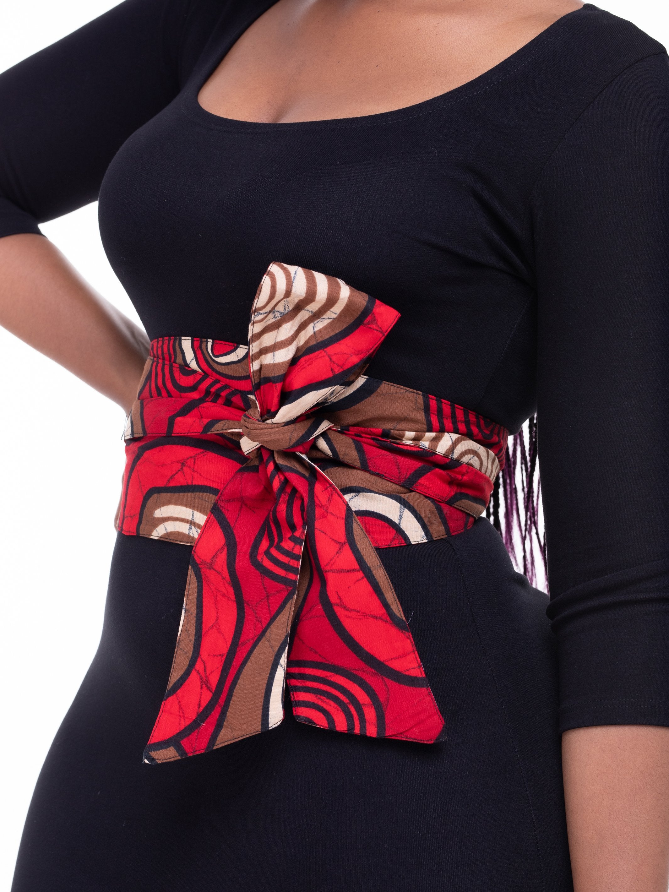 Vivo Aziza Belt - Red/Brown Print - Shop Zetu