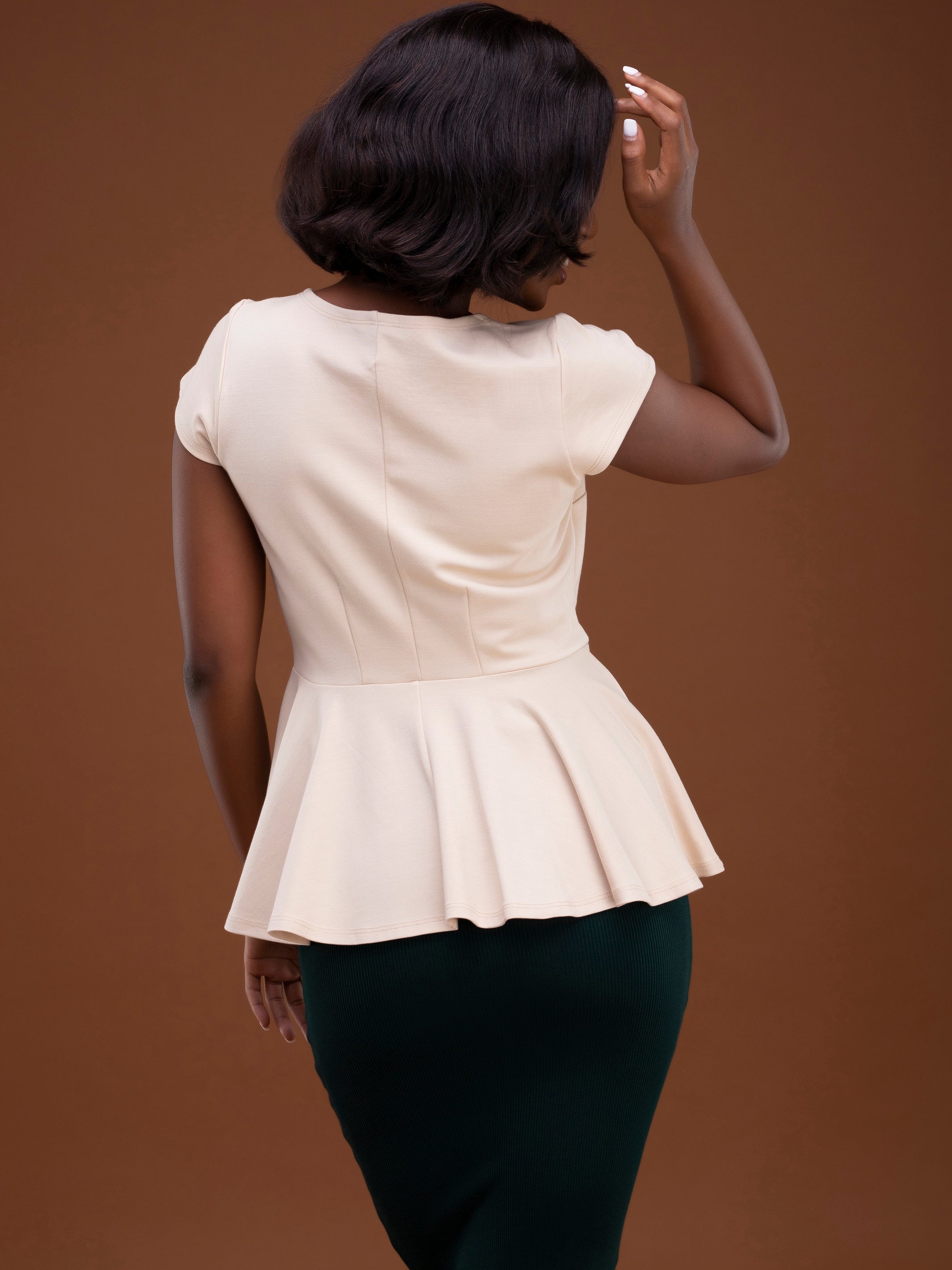 Vivo Furaha Peplum Top - Buttermilk